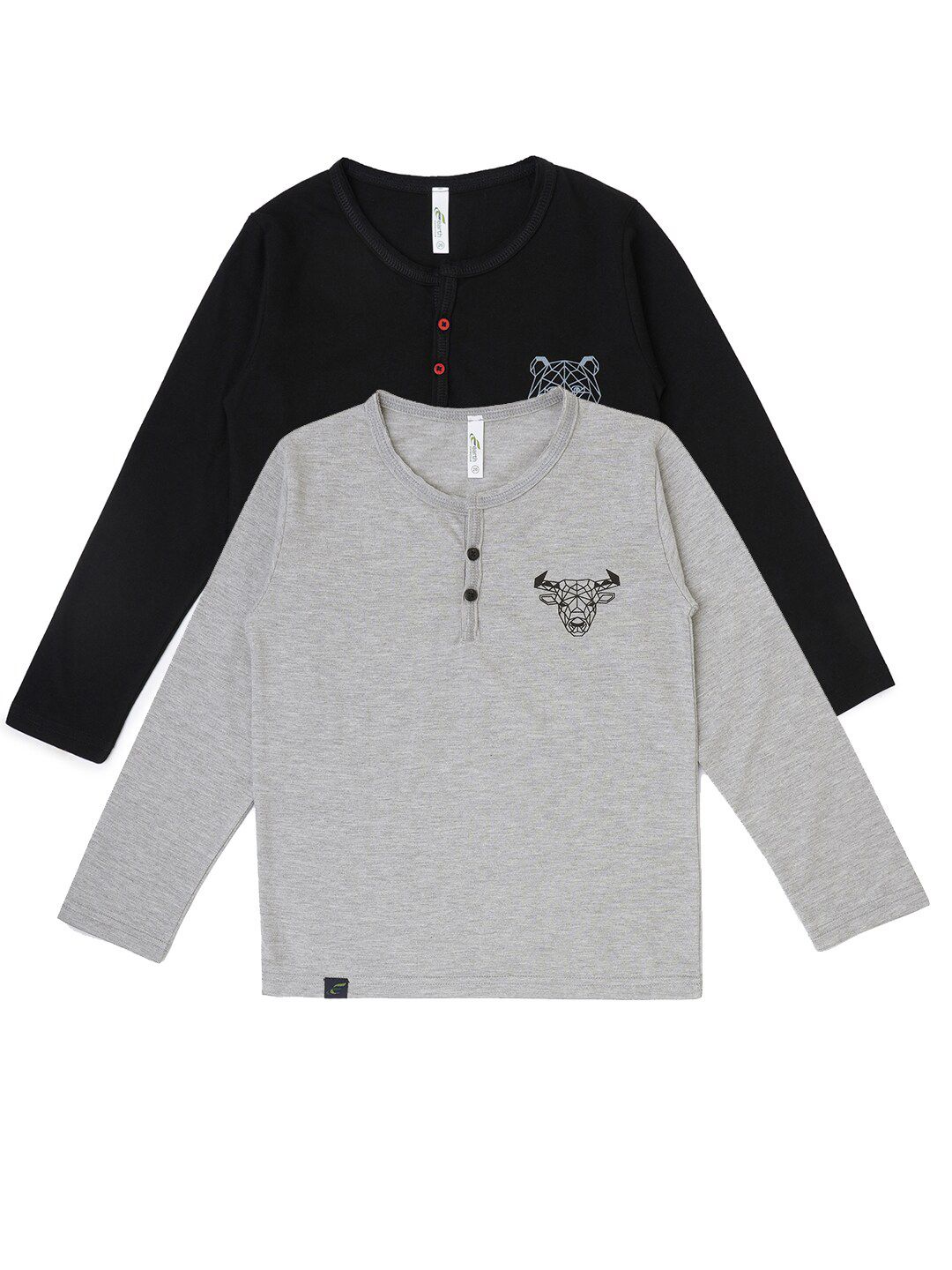 earth conscious Boys Pack of 2 Grey & Black Henley Neck T-shirts-picture-23