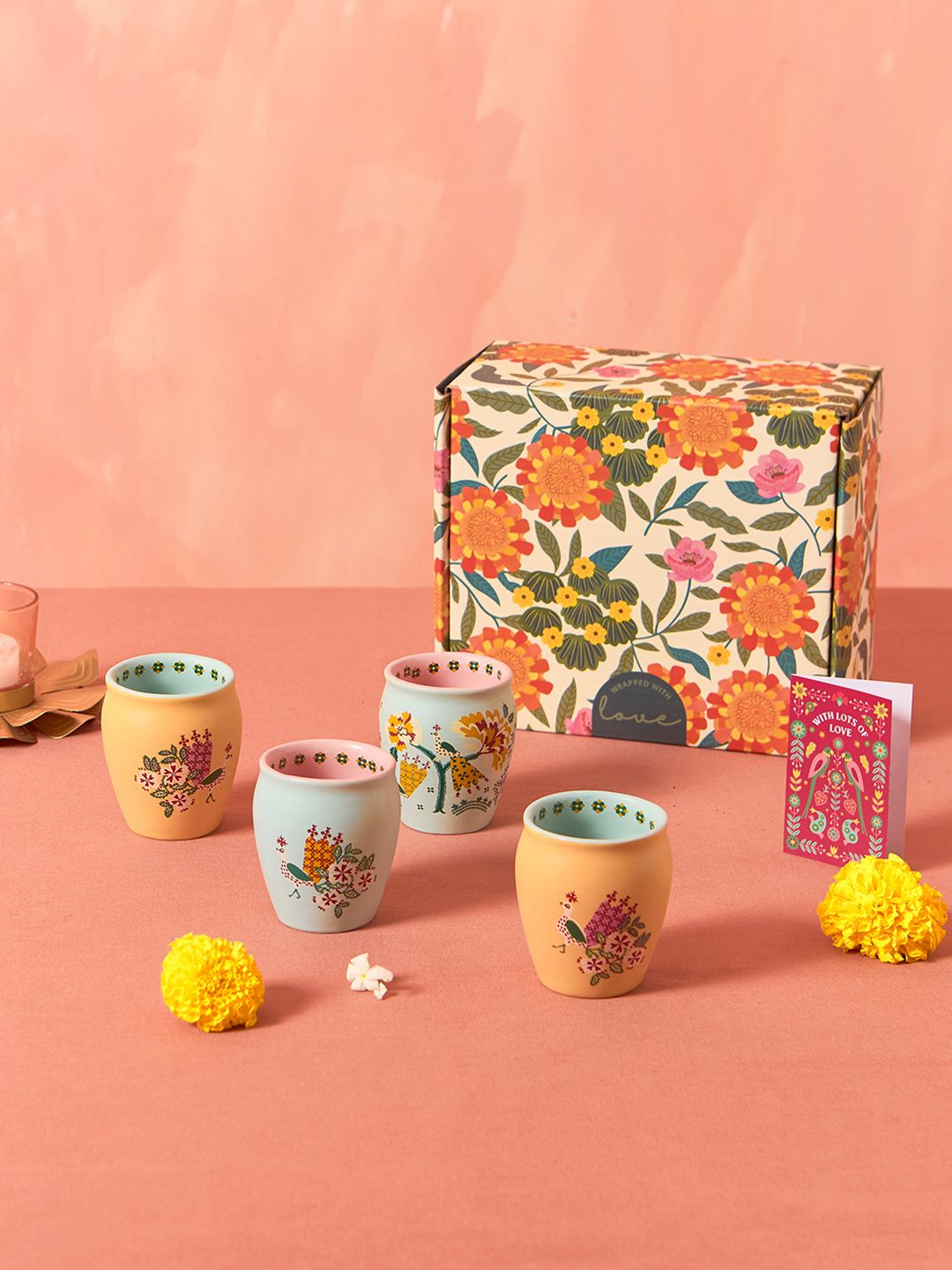 Chumbak Set Of 4 Printed Ceramic Cups Home Gift Sets-picture-37