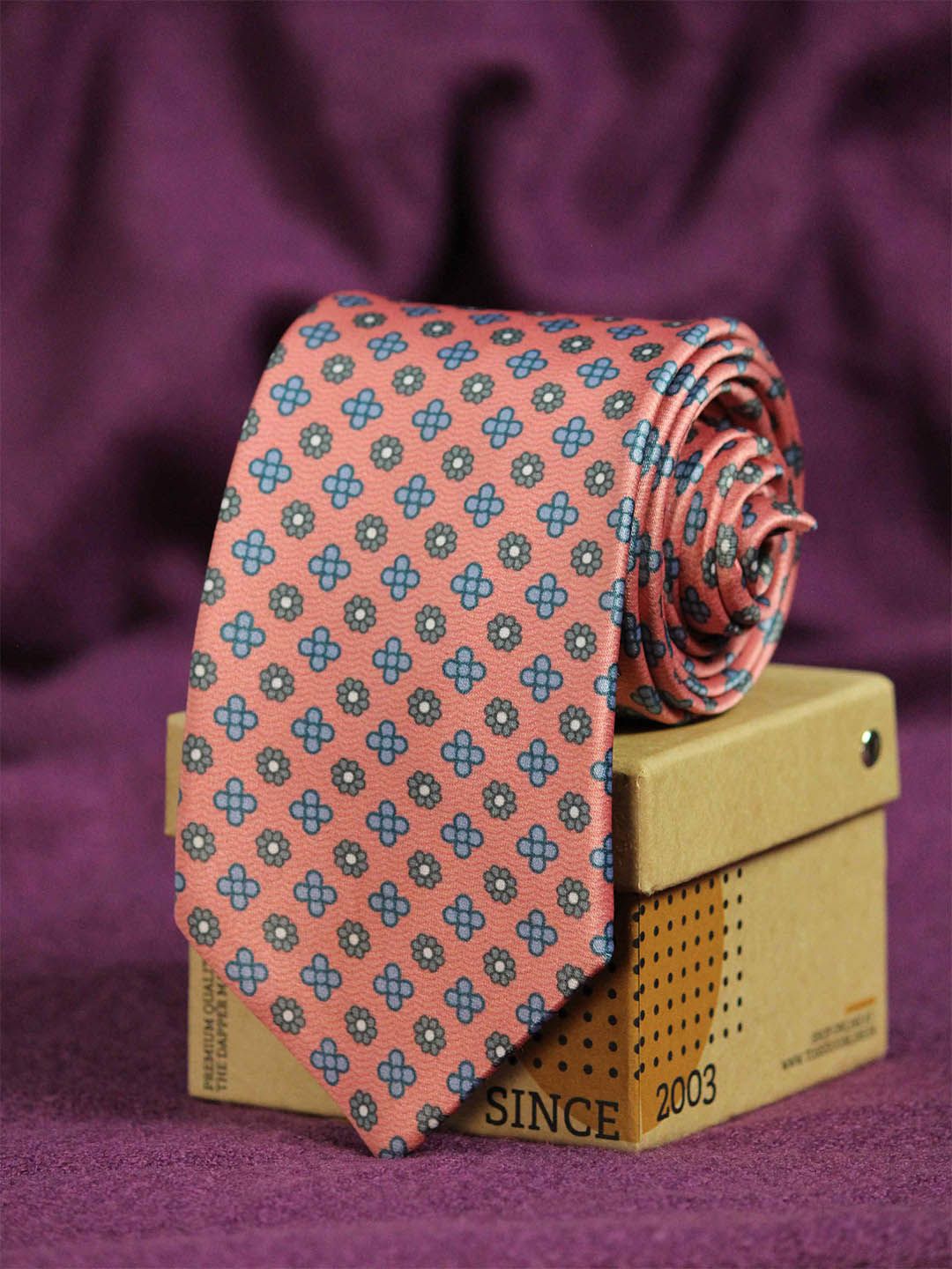 Tossido Men Pink & Blue Printed Broad Tie-picture-30