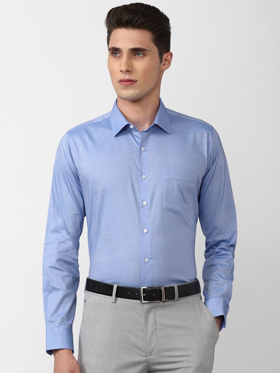 Van Heusen Men Blue Slim Fit Cotton Formal Shirt-picture-11