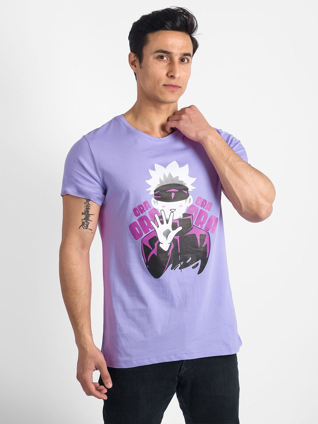 Uniplanet Store Jujutsu Cross Finger Cotton Blend Half Sleeve