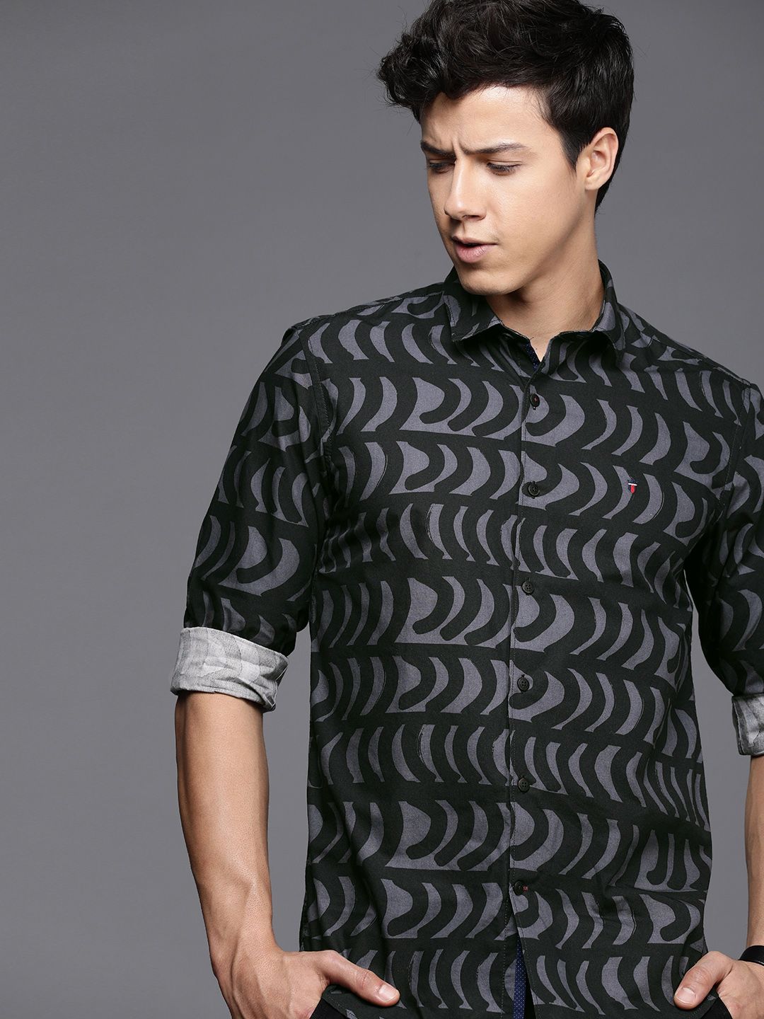 Louis Philippe Sport Men Black Pure Cotton Super Slim Fit Printed Casual Shirt-picture-32