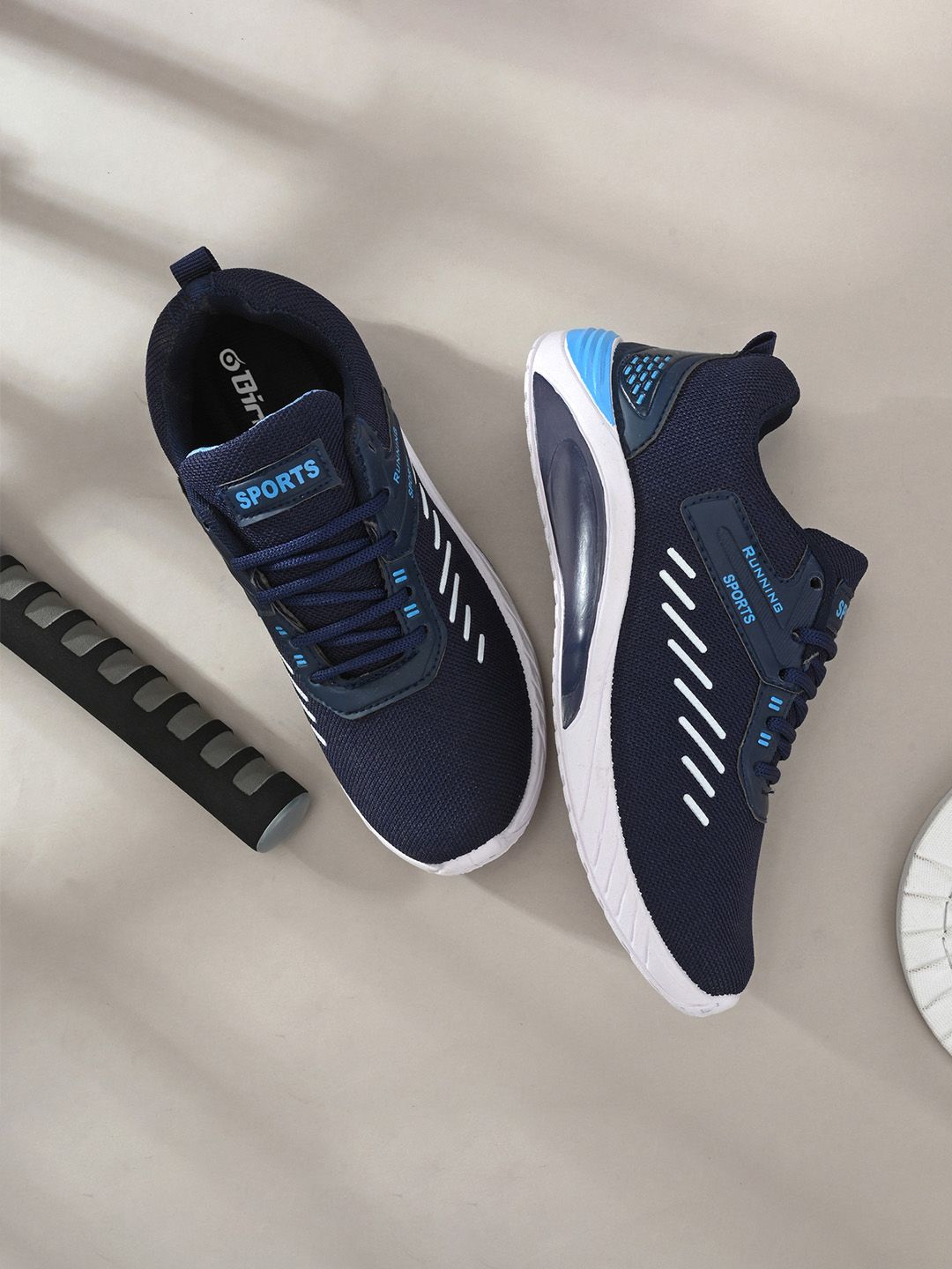 BIRDE Men Navy Blue Colourblocked Sneakers-image-29
