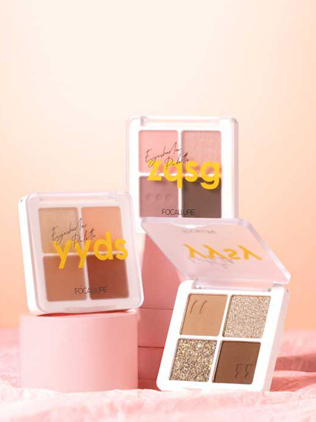 FOCALLURE 4 Colors Eyeshadow Palette - Peach Rose 2-picture-19