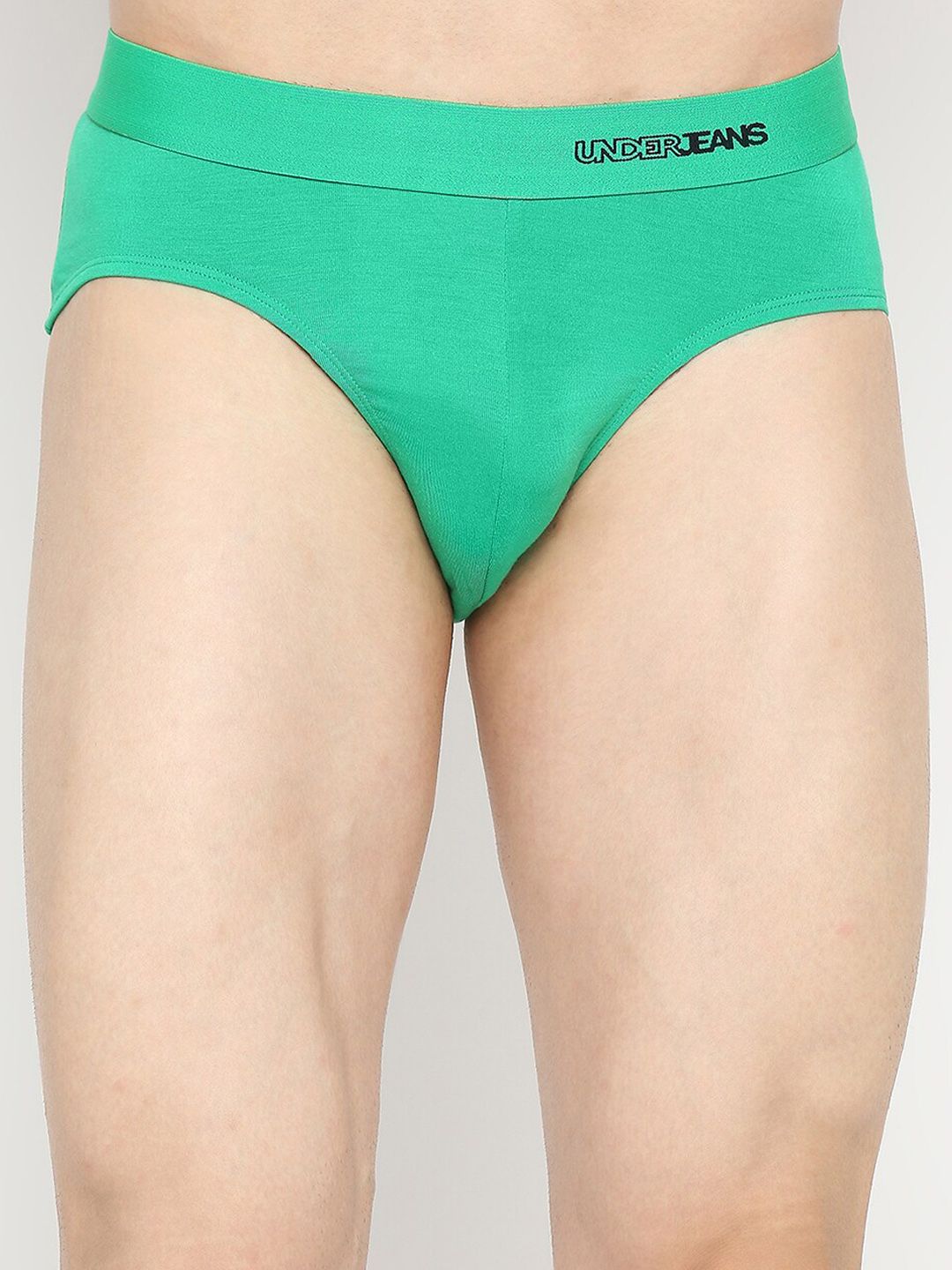 UnderJeans by Spykar Men Green Solid Micromodal Basic Briefs UJNPBS043Green-picture-38