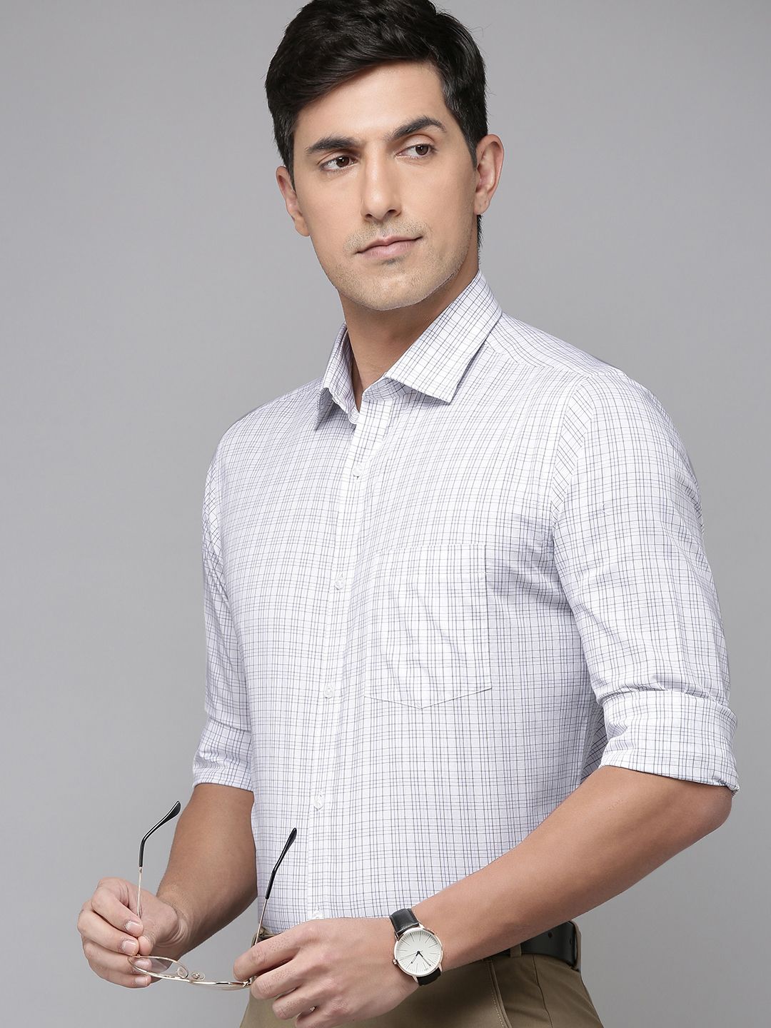 Park Avenue Men Pure Cotton Slim Fit Checked Formal Shirt-picture-34