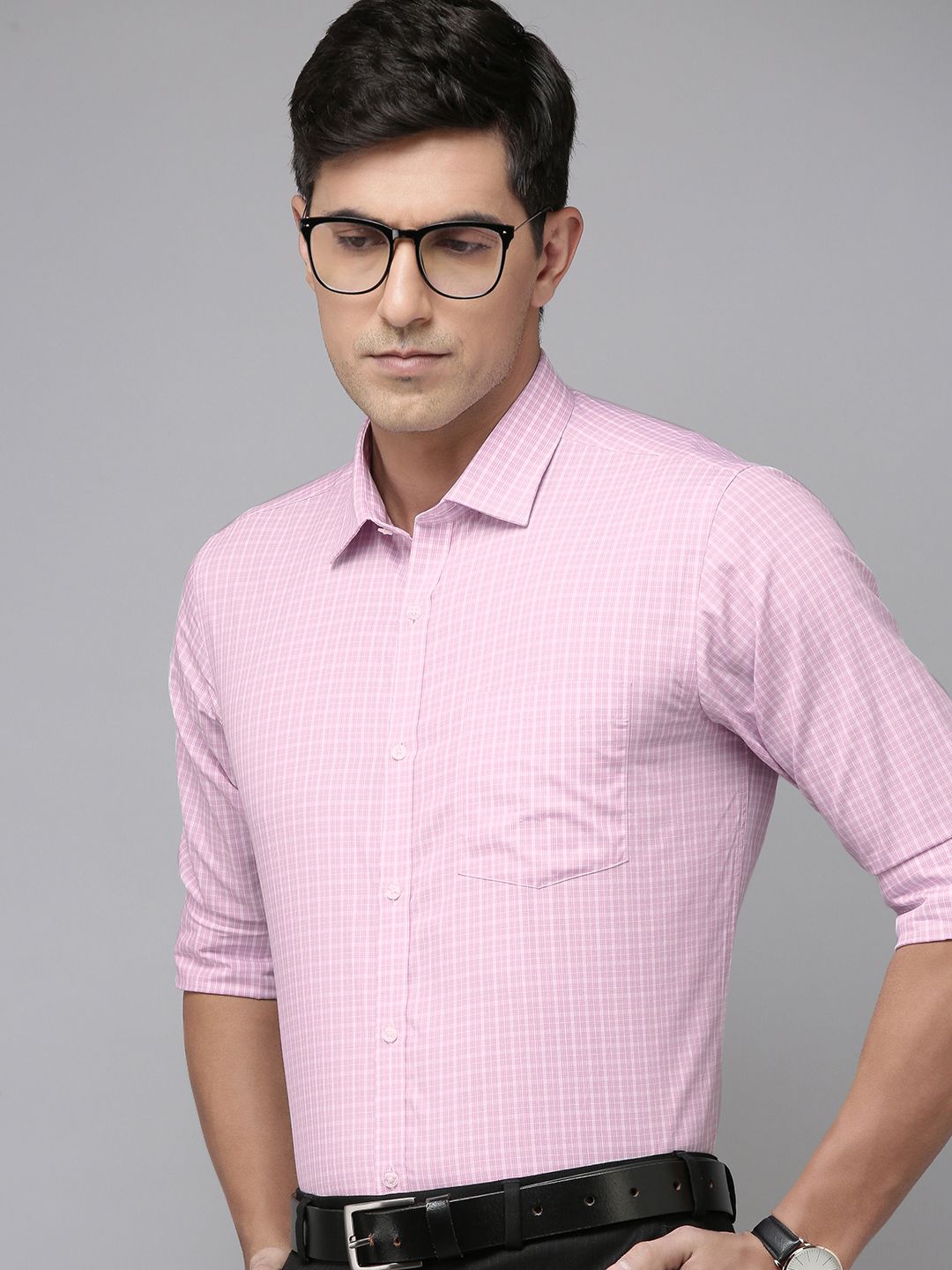 Park Avenue Men Pure Cotton Slim Fit Tartan Checked Formal Shirt-picture-24