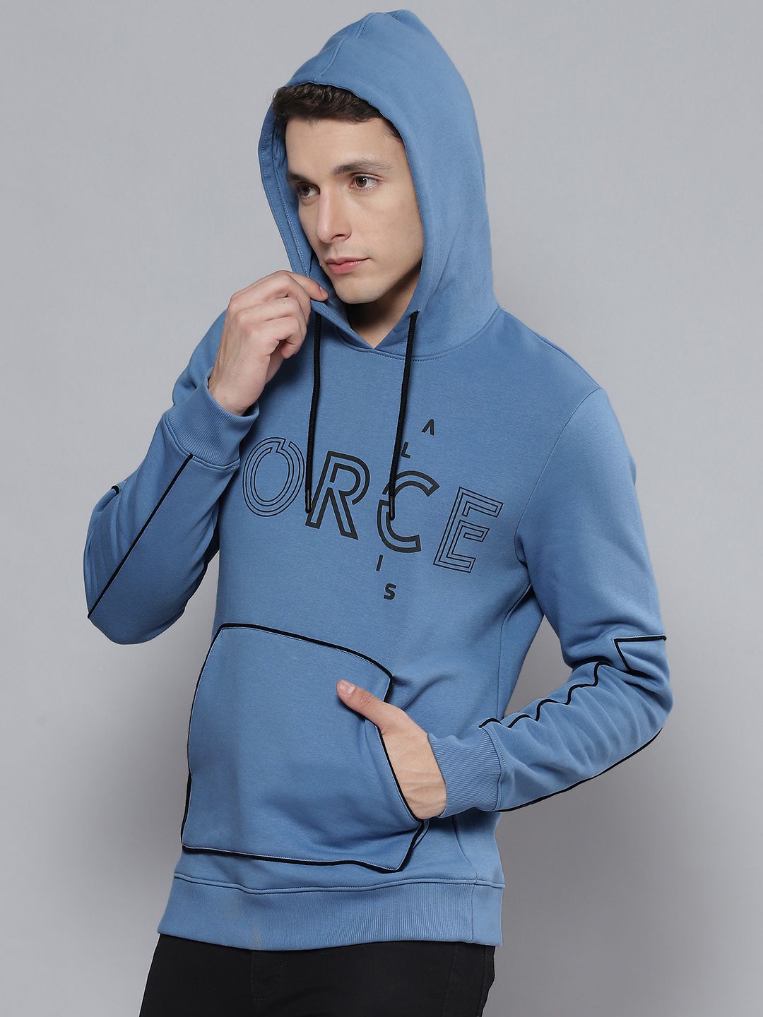 Alcis Men Blue Printed Hooded Sweatshirt-image-40