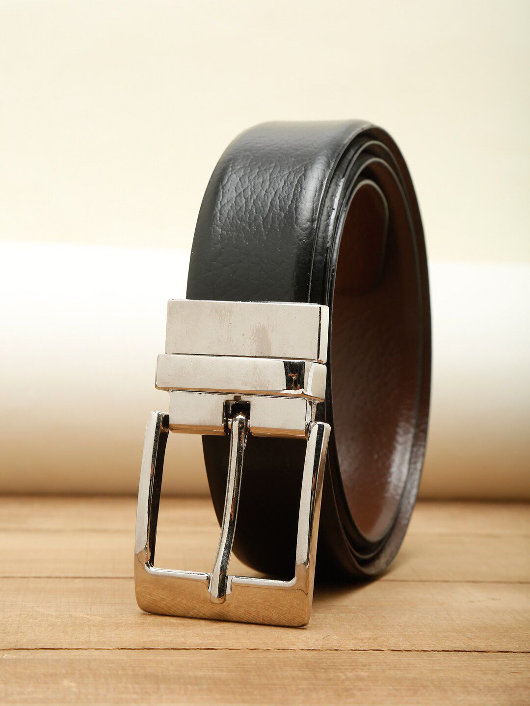 Teakwood Leathers Men Black Textured Leather Formal Belt-picture-16