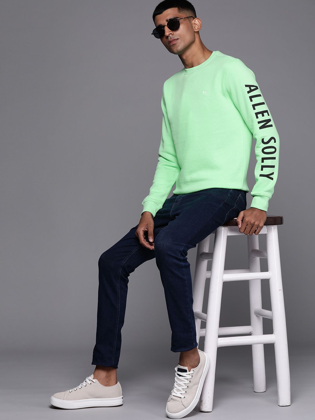 Allen Solly Men Lime Green Solid Sweatshirt-picture-31
