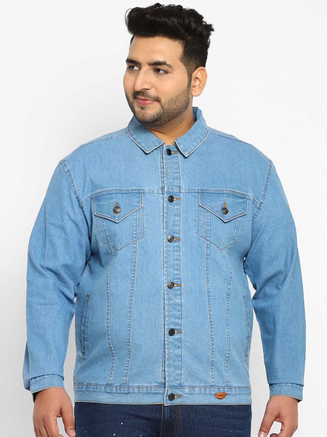 Urbano Plus Men Washed Regular Fit Denim Jacket-picture-20