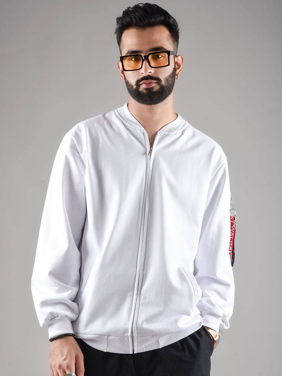 COMICSENSE Men White Anime Printed Tokyo Revengers Walhalla Classic Bomber Jacket