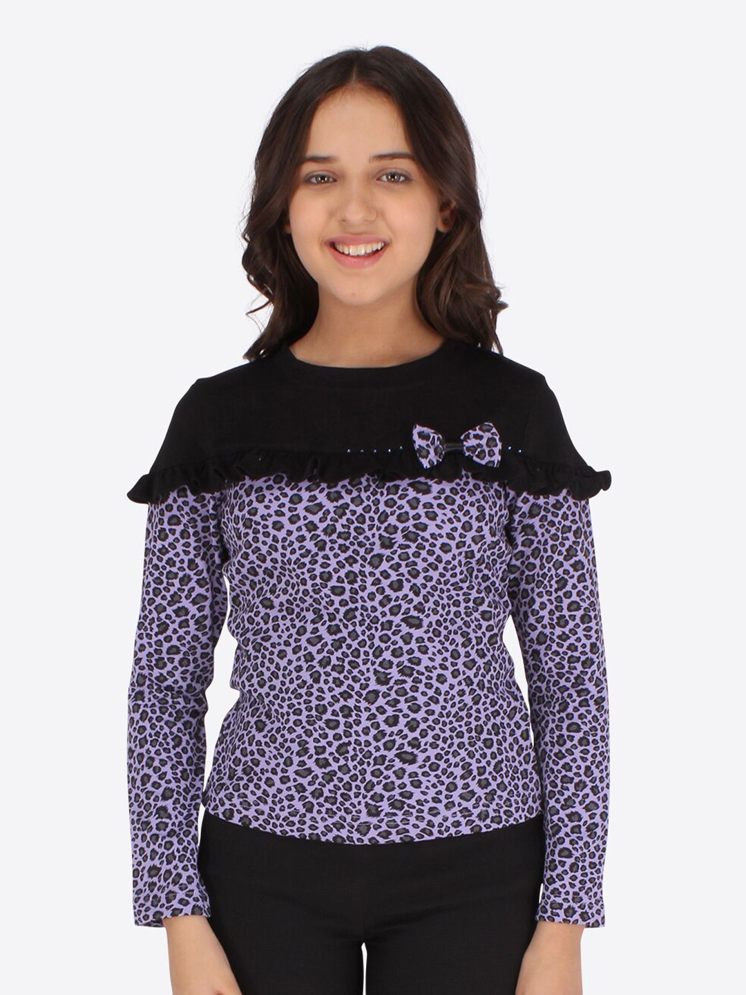 CUTECUMBER Purple Animal Printed Top with Bow-picture-20