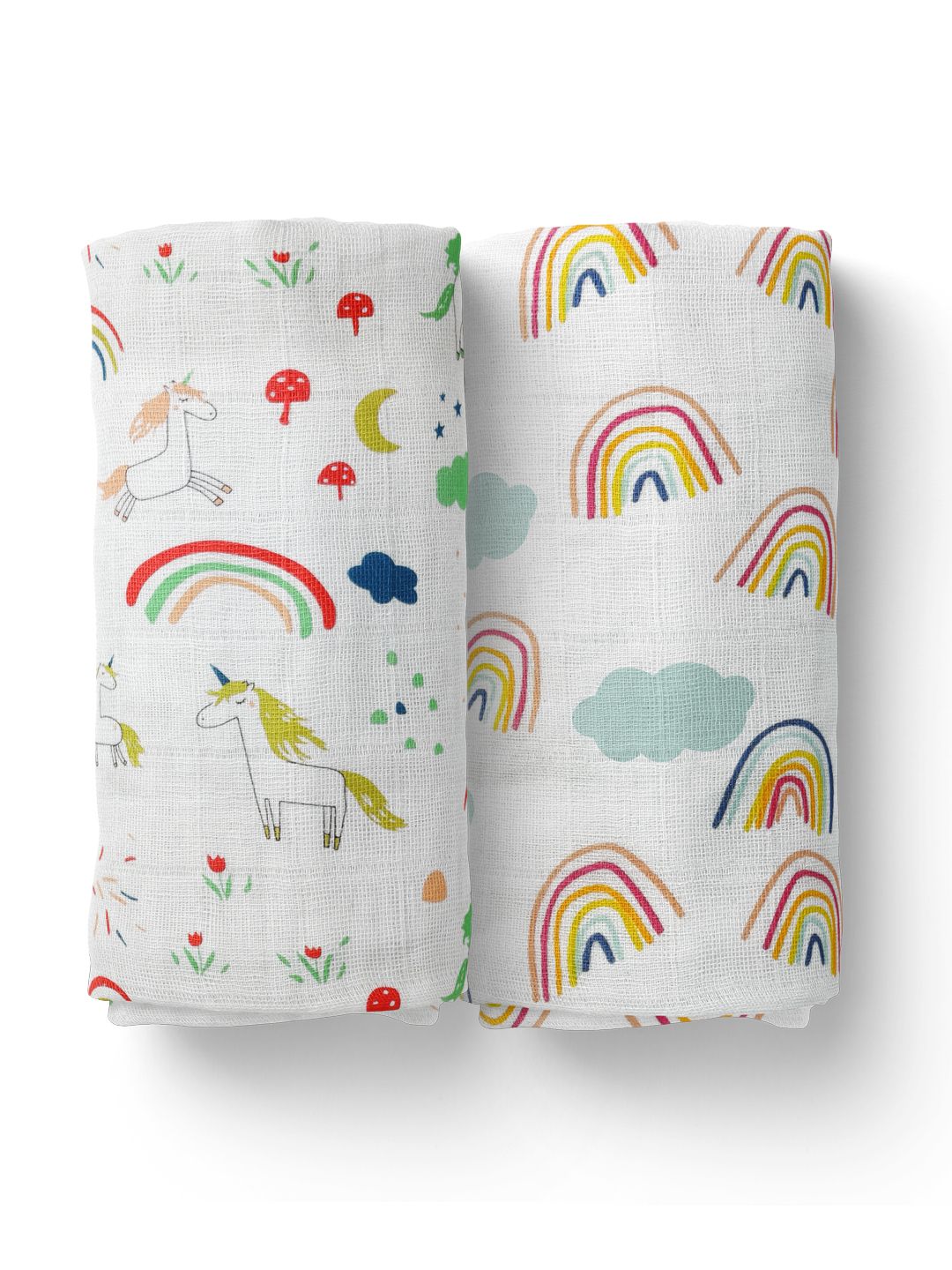 Moms Home Infants Set of 2 Multi-Coloured Printed Muslin Swaddles-image-16