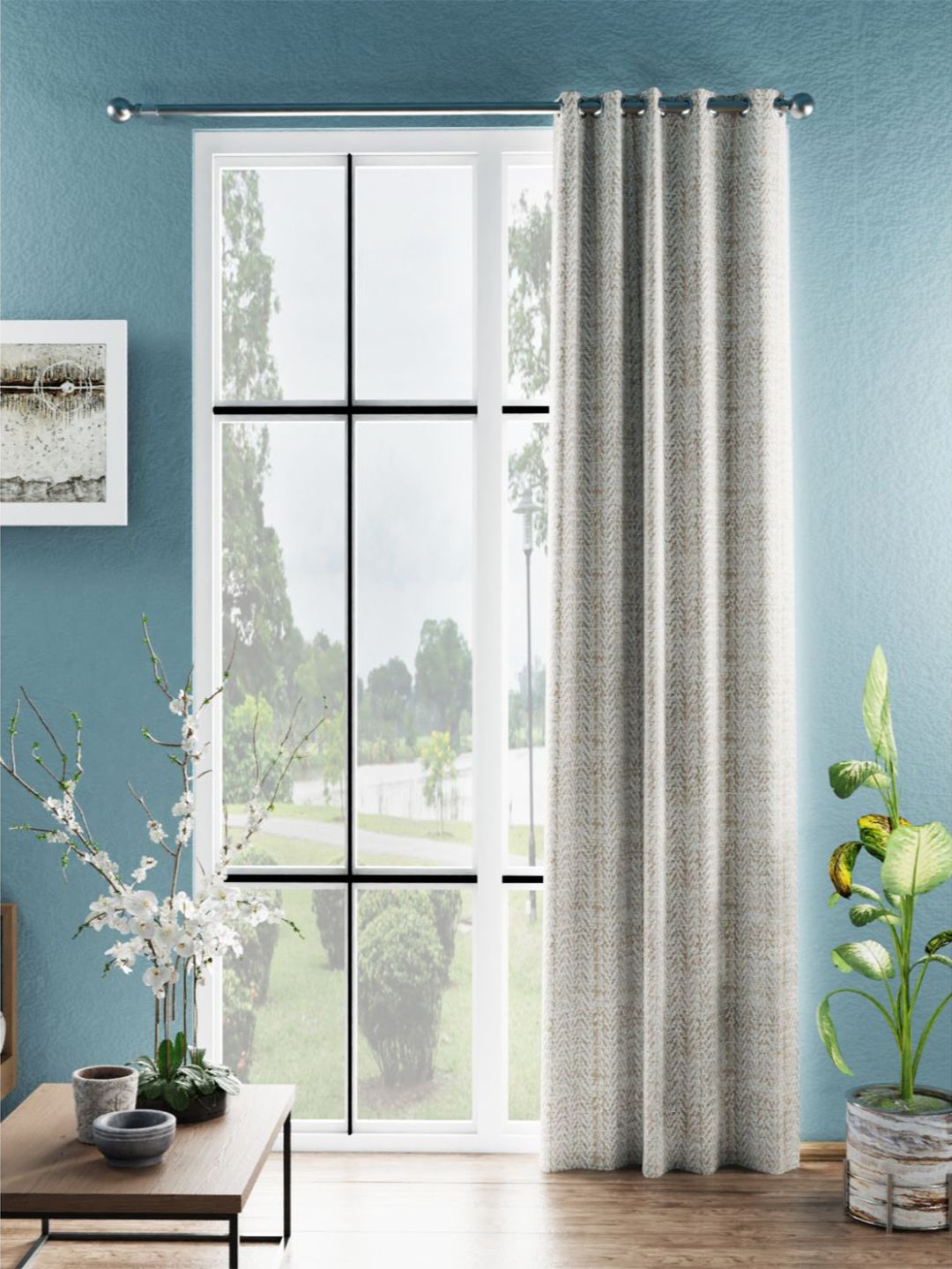 BIANCA Silver Geometric Room Darkening Door Curtain-image-15
