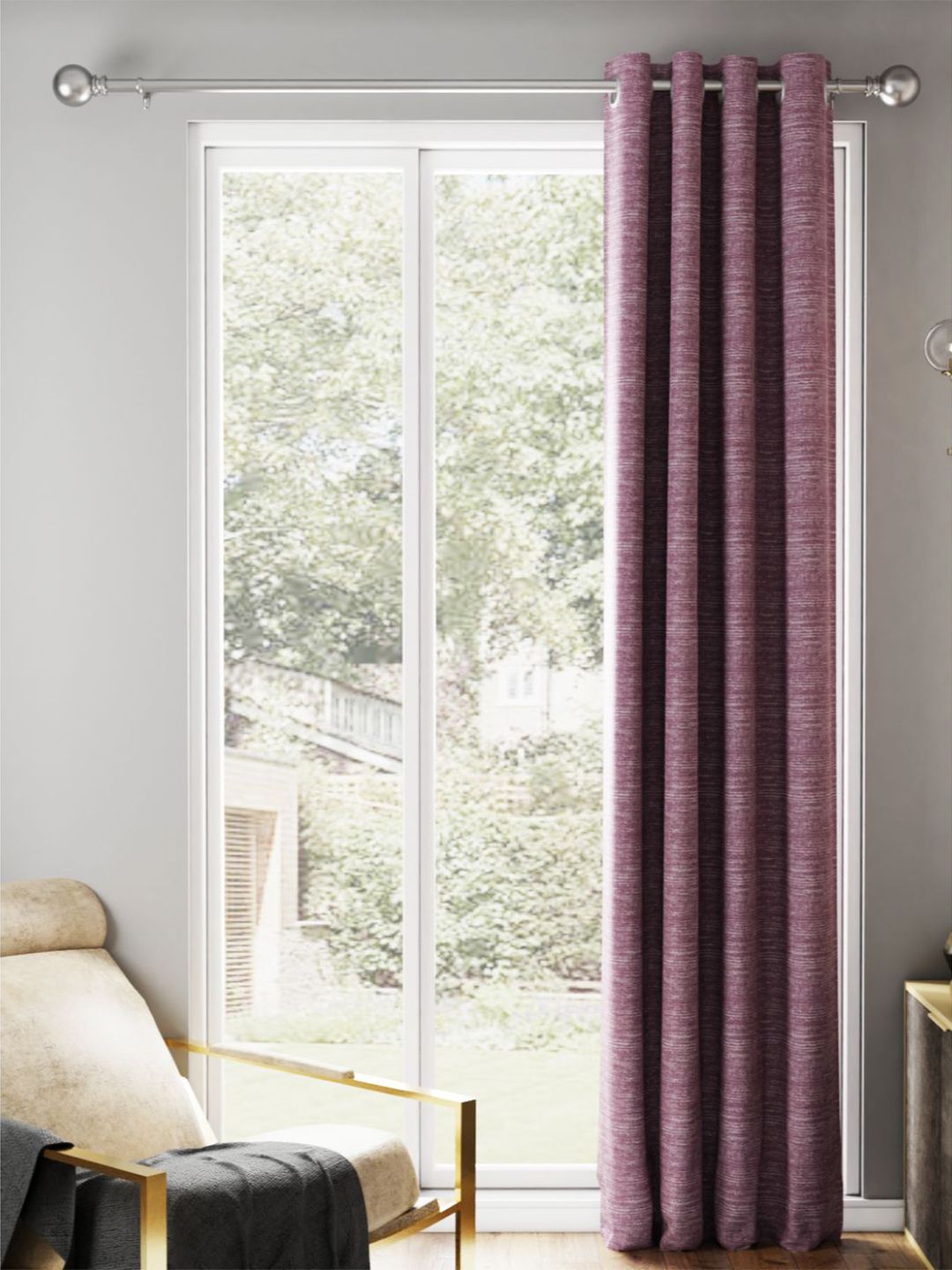 BIANCA Purple Room Darkening Jacquard Door Curtain-image-32
