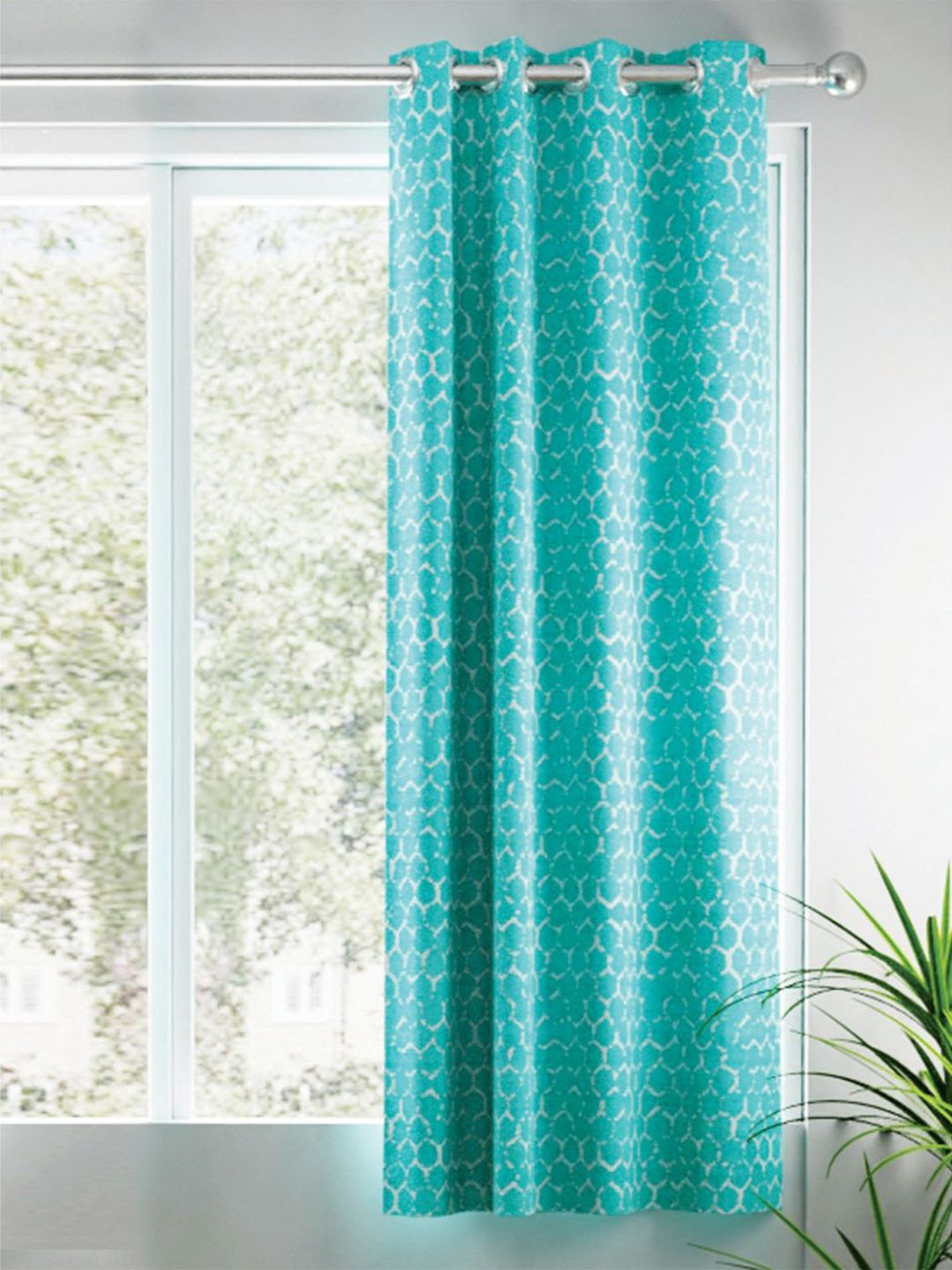 BIANCA Sea Green Geometric Room Darkening Window Curtain-image-35