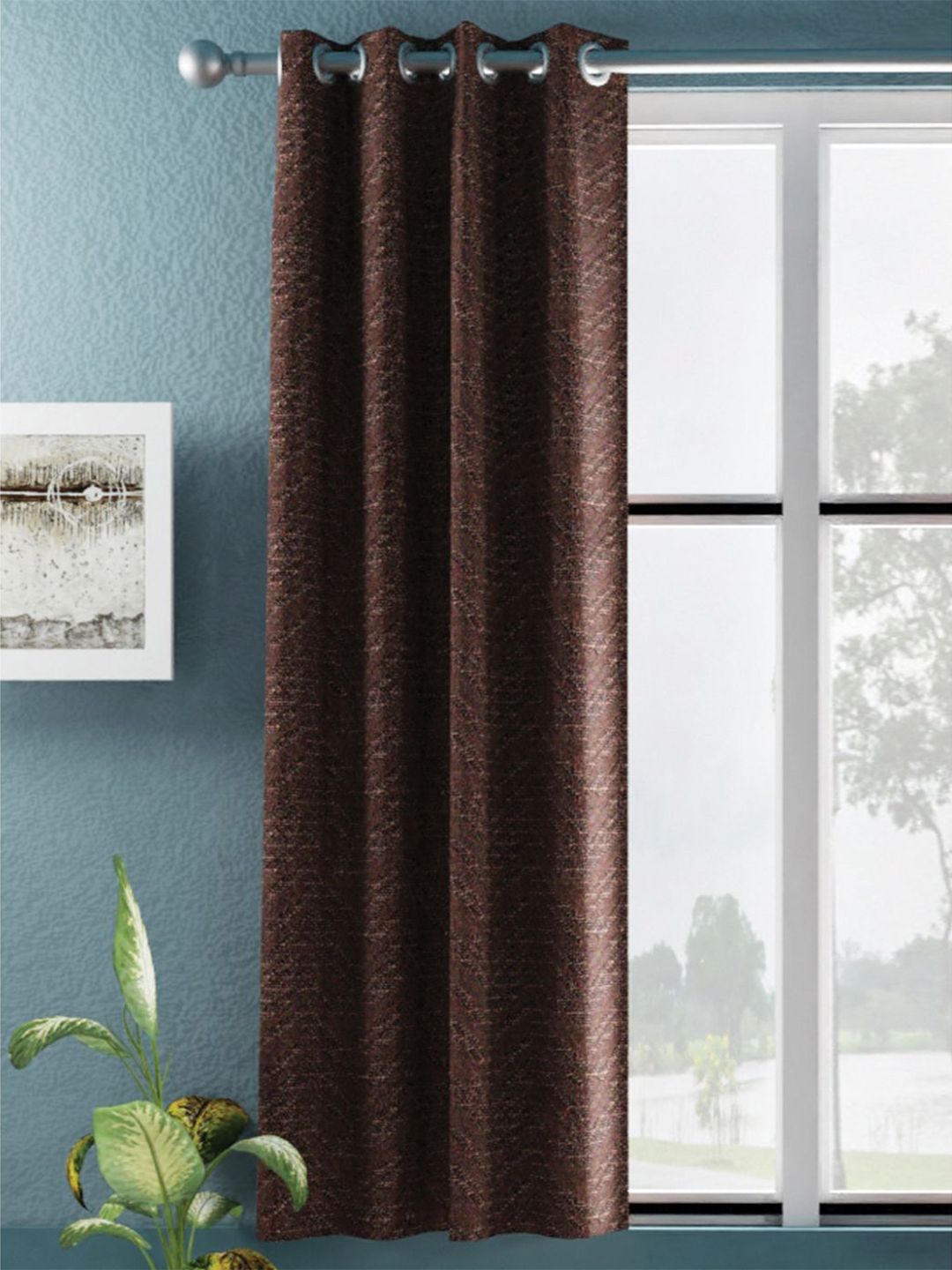 BIANCA Brown Ethnic Motifs Room Darkening Window Curtain-image-4