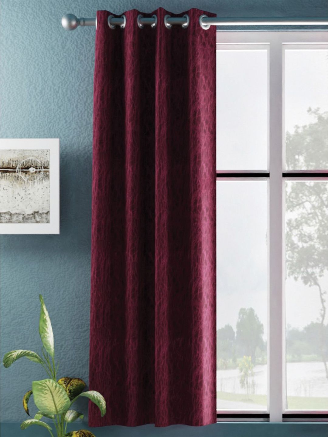 BIANCA Maroon Room Darkening Window Curtain-image-0