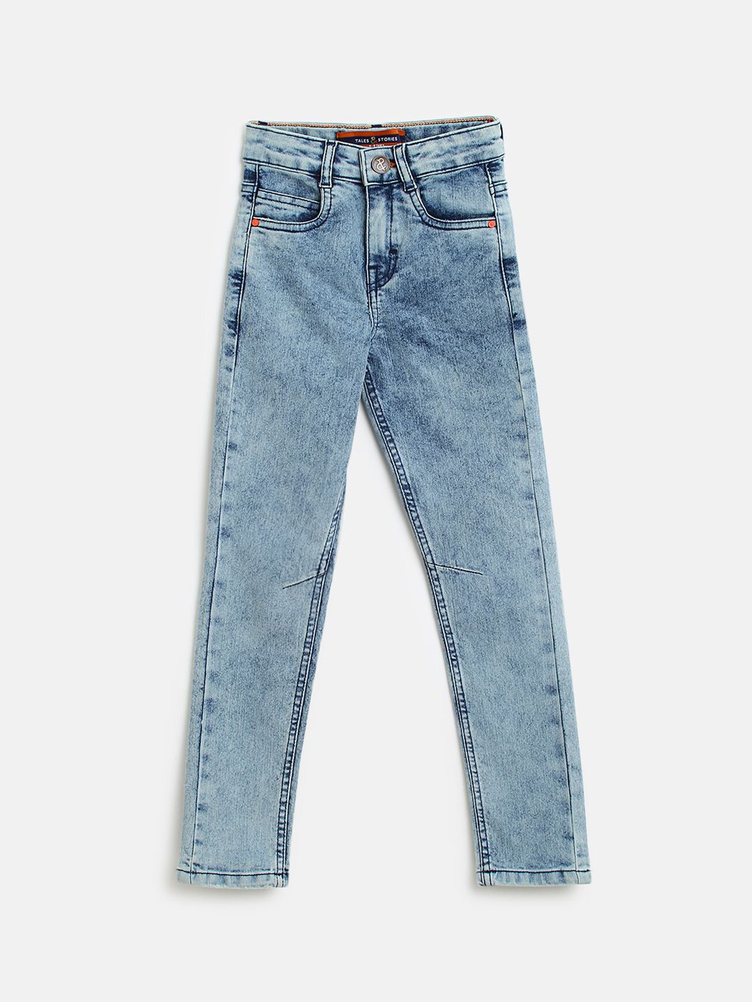 TALES & STORIES Boys Blue Slim Fit Heavy Fade Stretchable Jean-picture-30