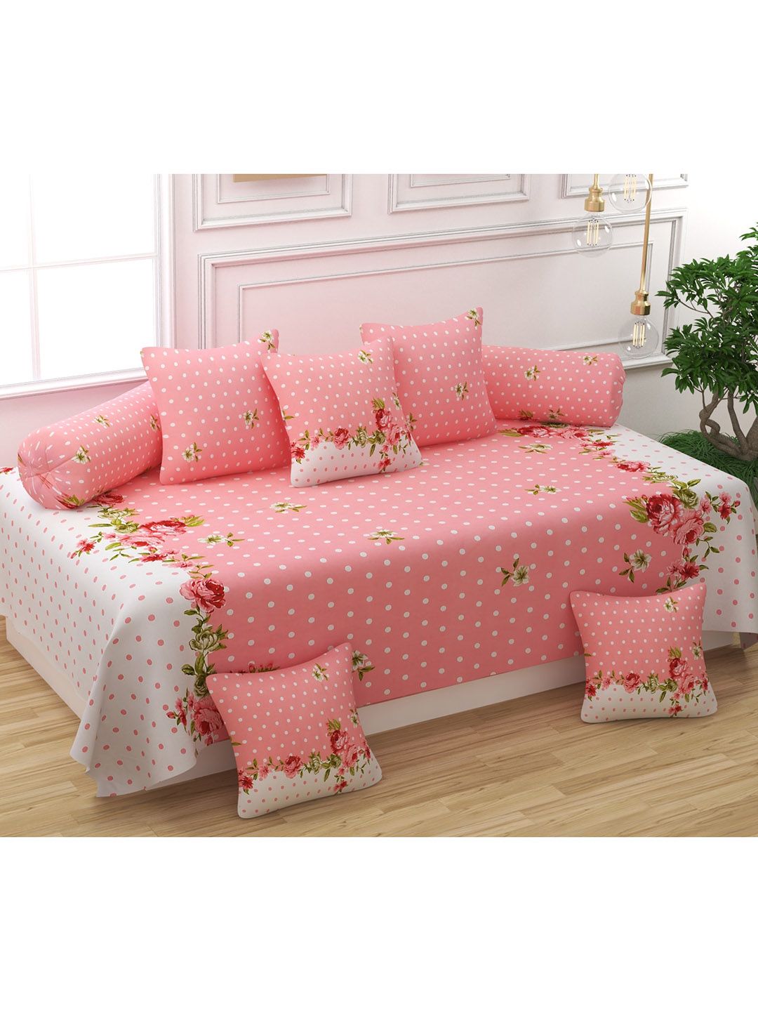 Bajo's Set of 8 Pink Printed Diwan Set-picture-51