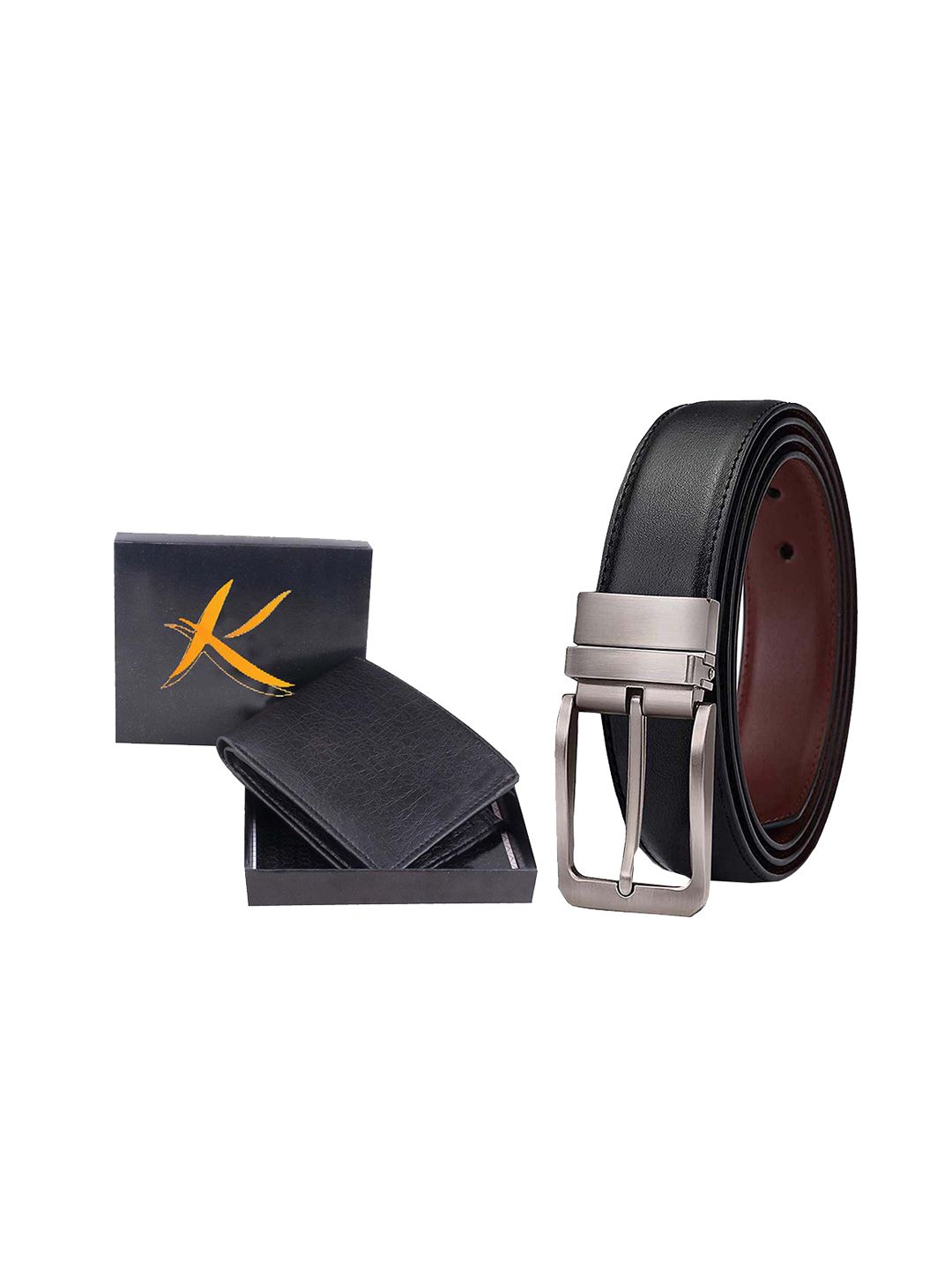 Kastner Men Black Solid Belt & Wallet Accessory Gift Set-picture-42