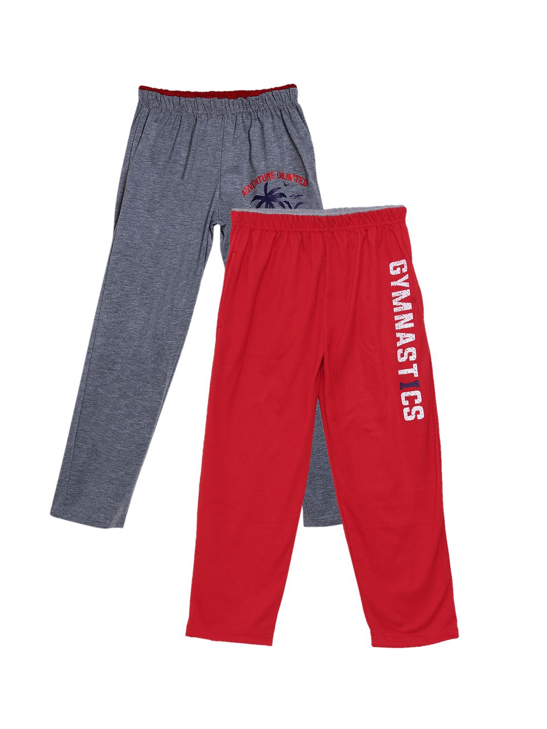 Fashionable Boys Pack Of 2 Red & Grey Printed Relax-Fit Pure Cotton Track Pants-picture-26