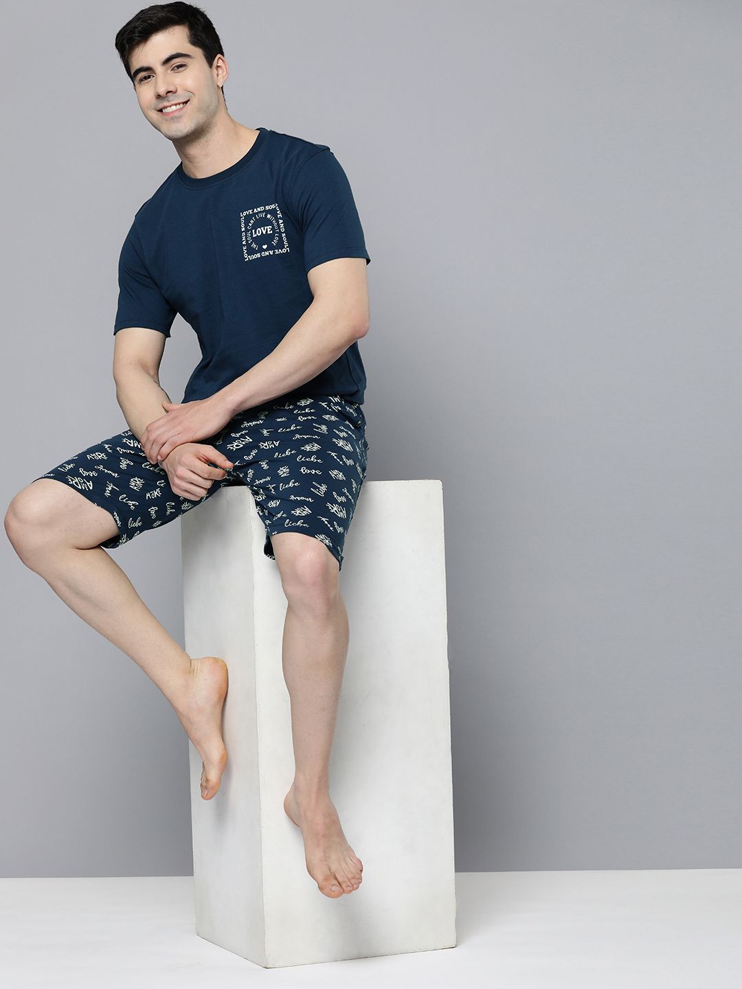 Mast & Harbour Men Pure Cotton Printed Night Suits-picture-37