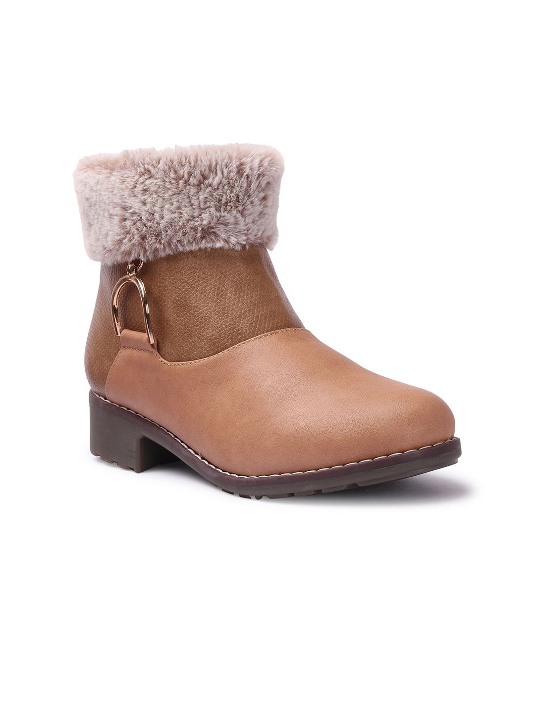 Picktoes Women Beige Solid Boots-picture-29