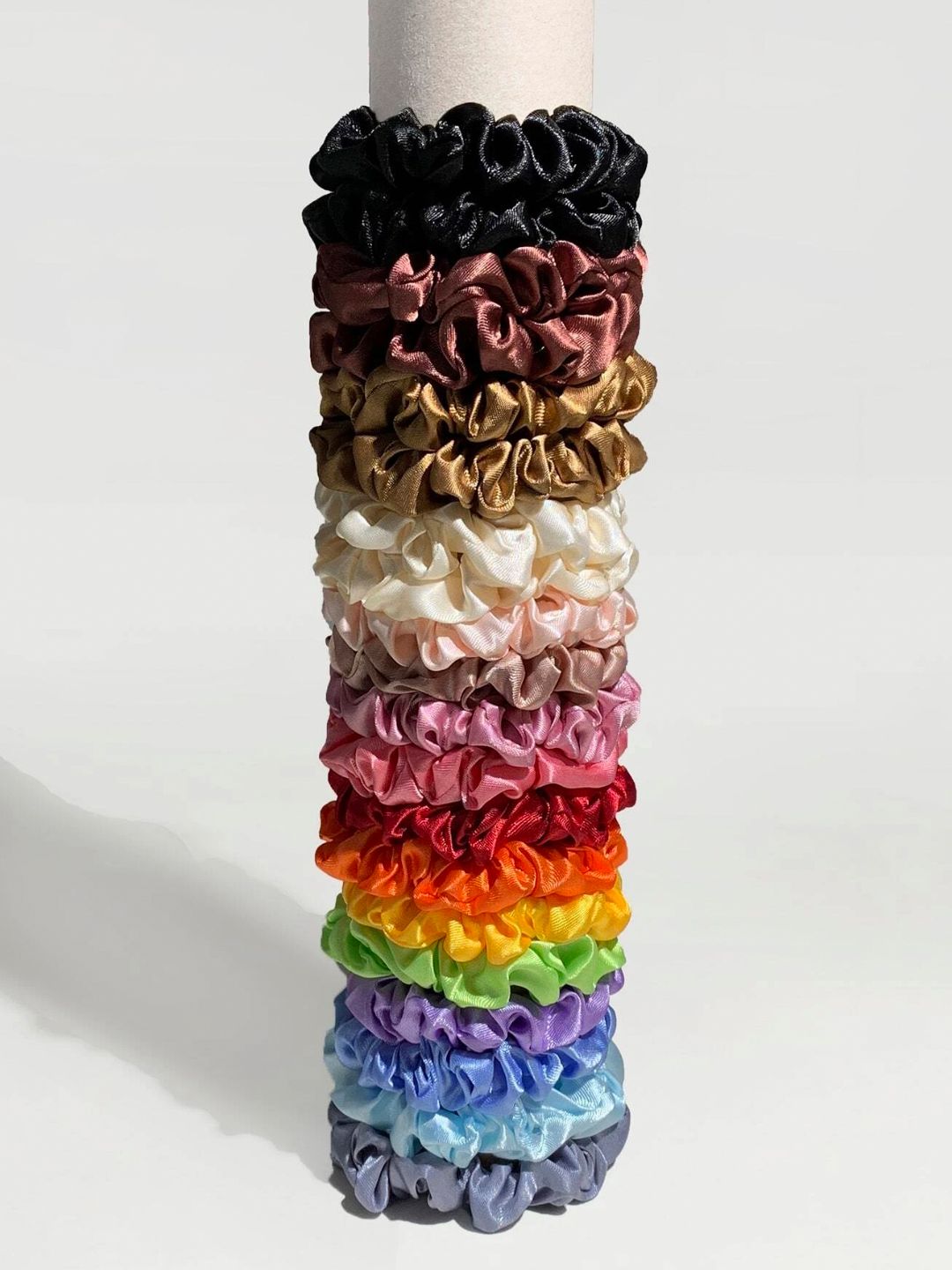 OOMPH Women Combo of 20 Rainbow Colors Satin Scrunchy Ponytail Holders-image-39