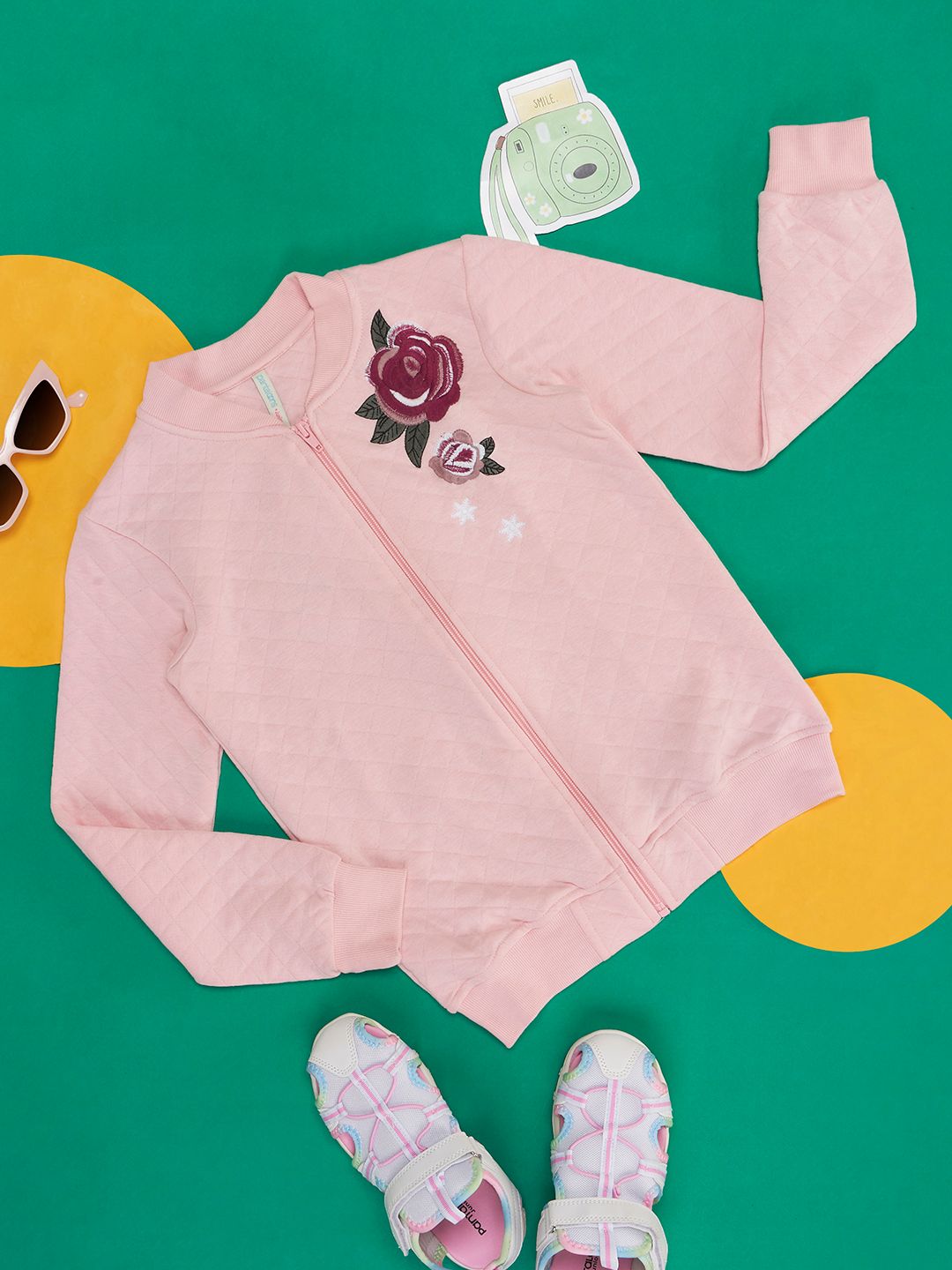 Pantaloons Junior Girls Pink & Red Floral Cotton Cardigan-picture-14