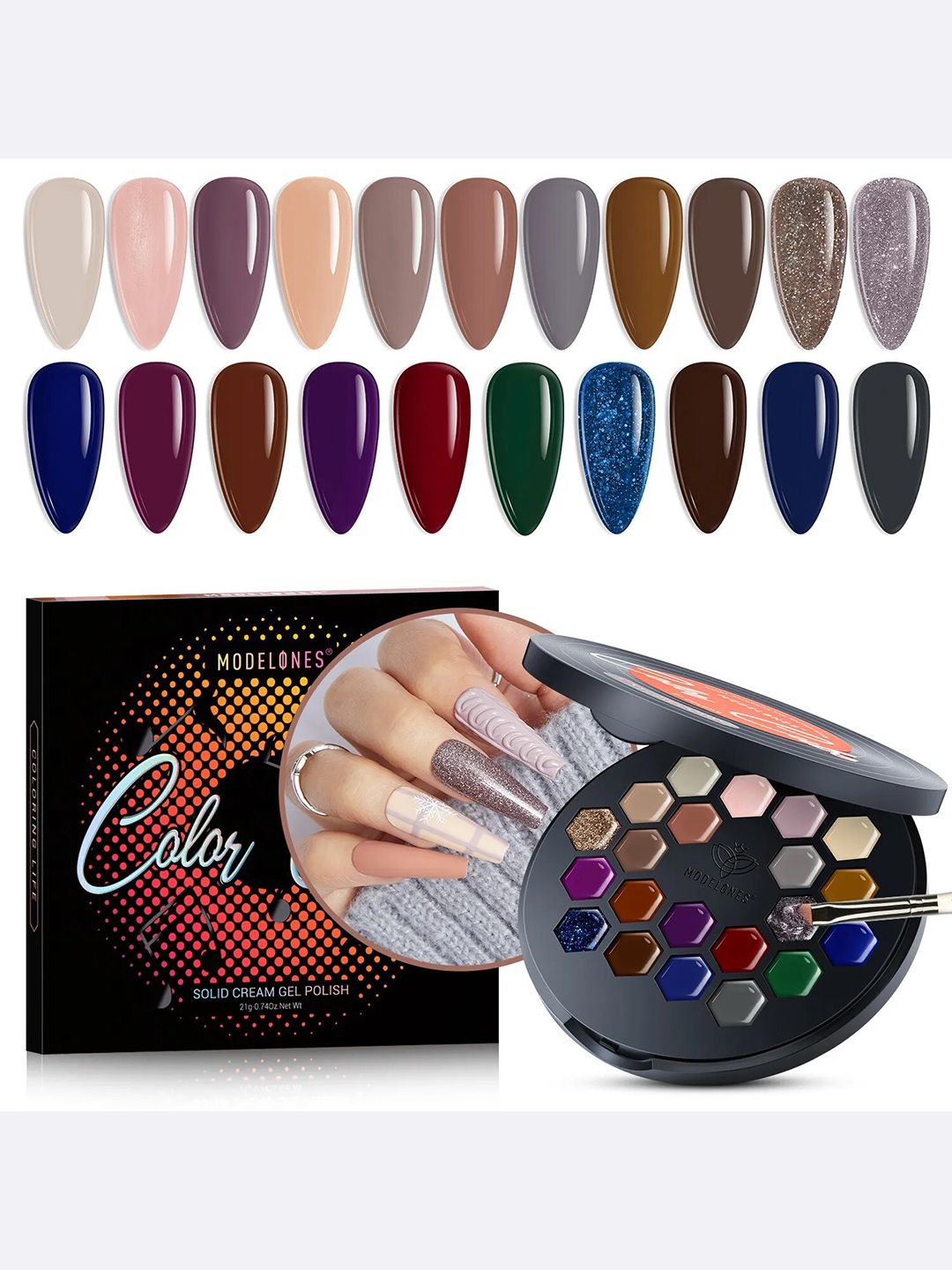 Modelones Surround With Light - 21 Colors Vinyl Record Solid Cream Gel Polish Color Cube-image-28