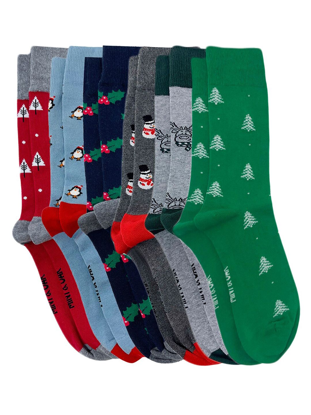 Mint & Oak Men Pack Of 6 Patterned Cotton Ankle Length Socks-picture-35