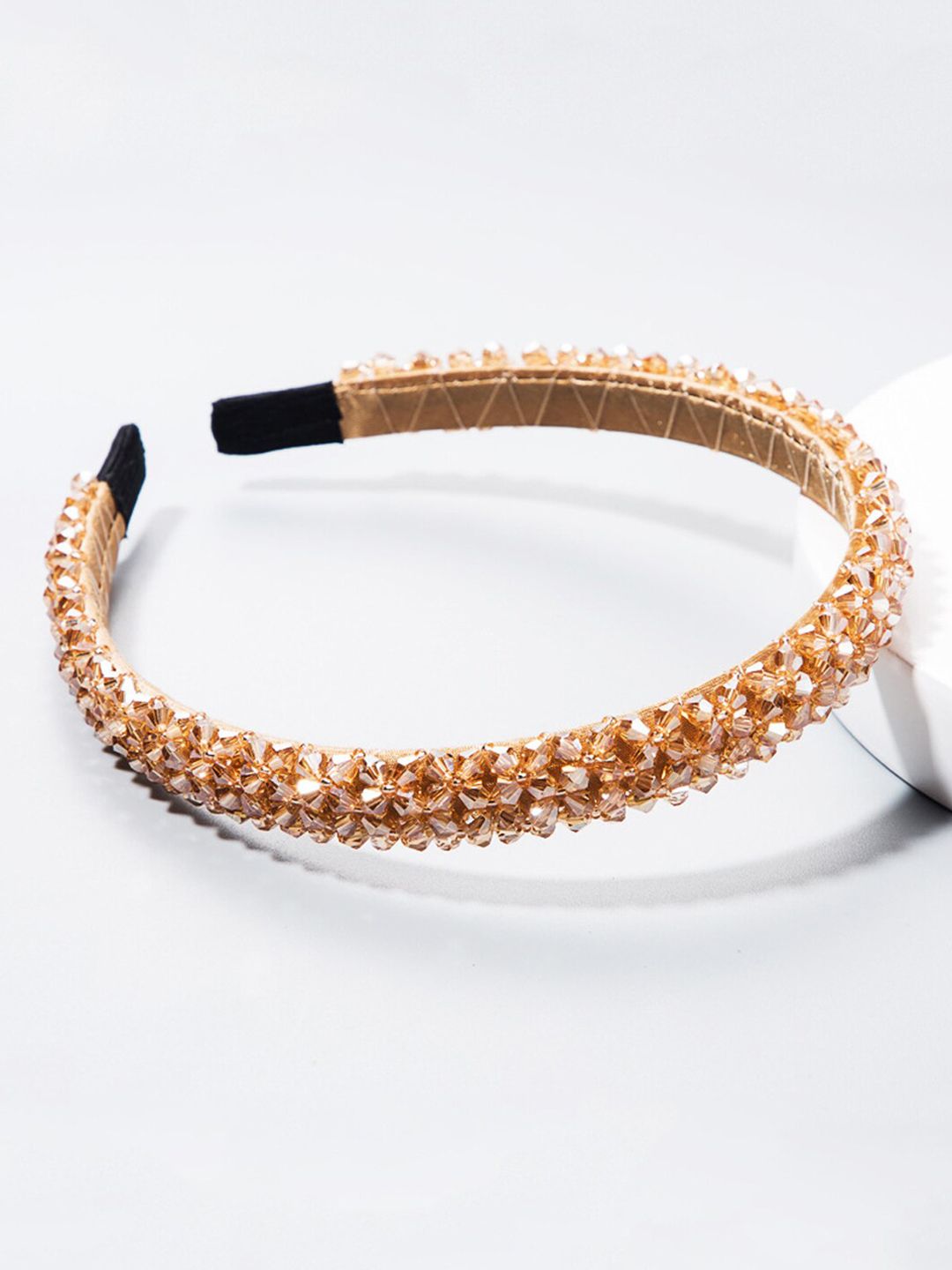 Melbees by Yellow Chimes Girls Gold-Toned & Black Embellished Hairband-picture-14