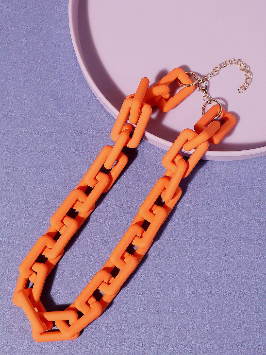 SOHI Women Gold-Toned & Orange Gold-Plated Chain-picture-32