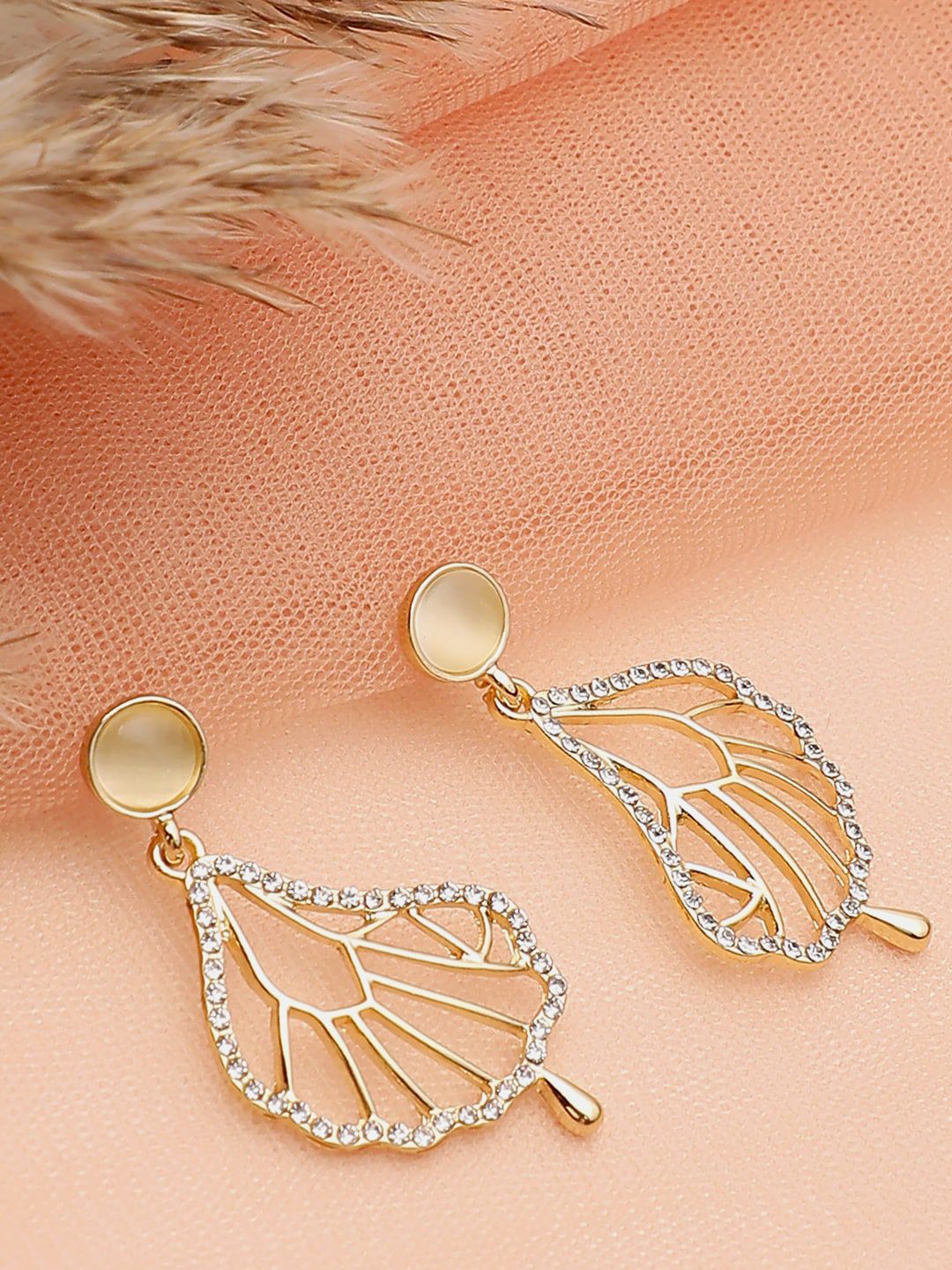 SOHI Women Gold-Toned Gold Plated Stone Drop Earrings-picture-24