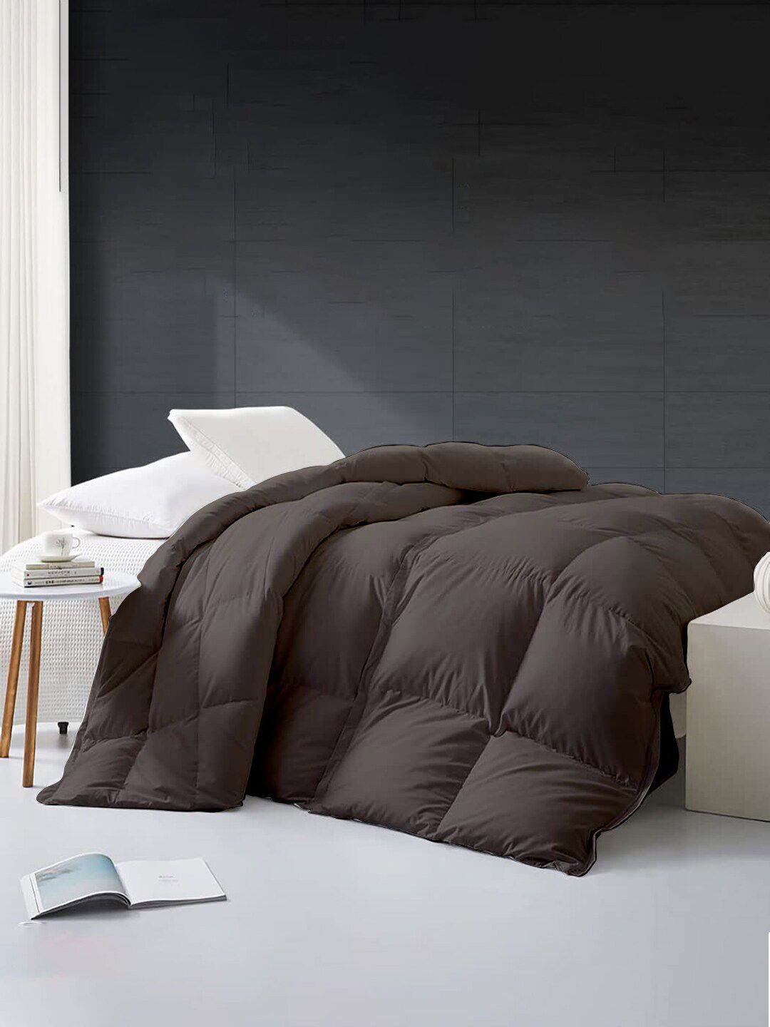RAZZAI Grey Microfiber Mild Winter 500GSM Reversible Solid Comforters Double Bed Comforter-picture-33