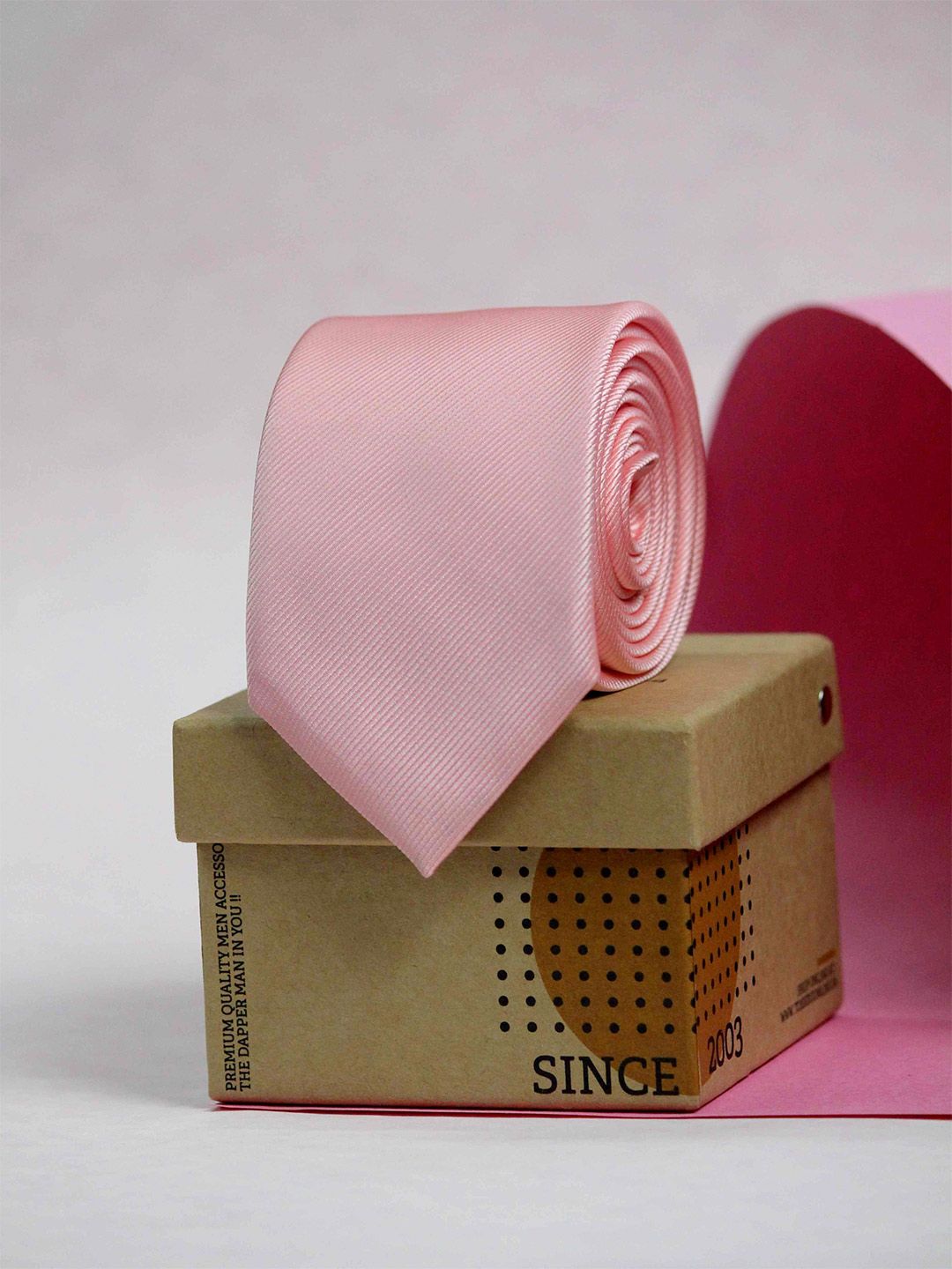Tossido Men Peach-Coloured Microfiber Skinny Tie-image-13