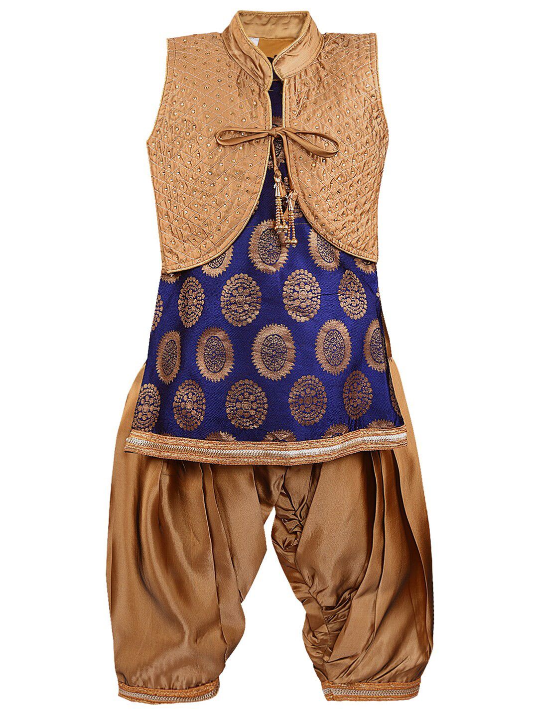 Wish Karo Girls Navy Blue & Gold-Toned Printed Dhoti Pants-picture-35