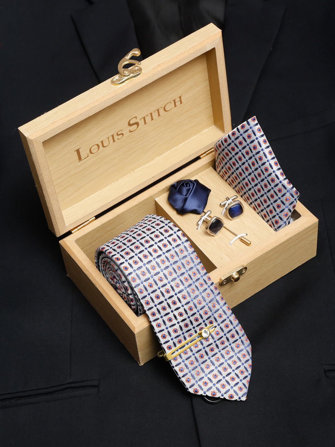 LOUIS STITCH Men Italian Silk Necktie Accessory Gift Set-picture-14