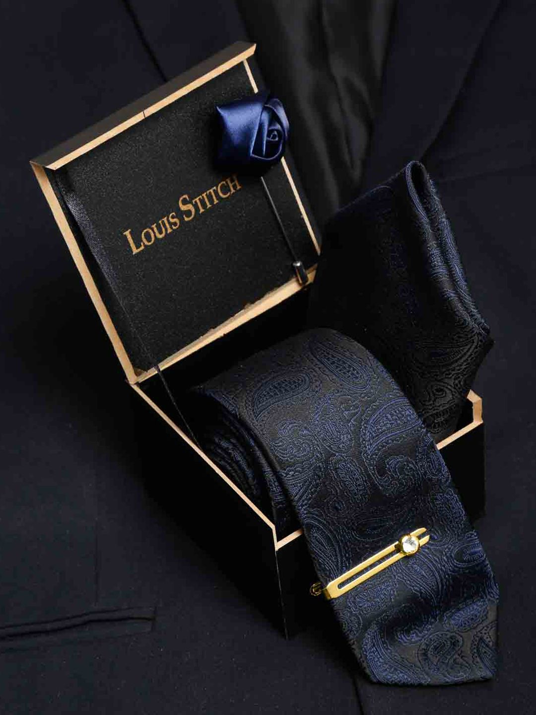 LOUIS STITCH Men Paisley Self Design Italian Silk Necktie Accessory Gift Set-picture-17