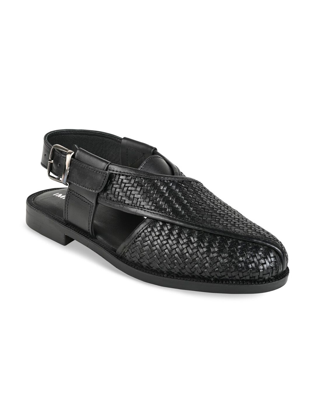 Regal Men Black Textured Leather Shoe-Style Sandals-image-15