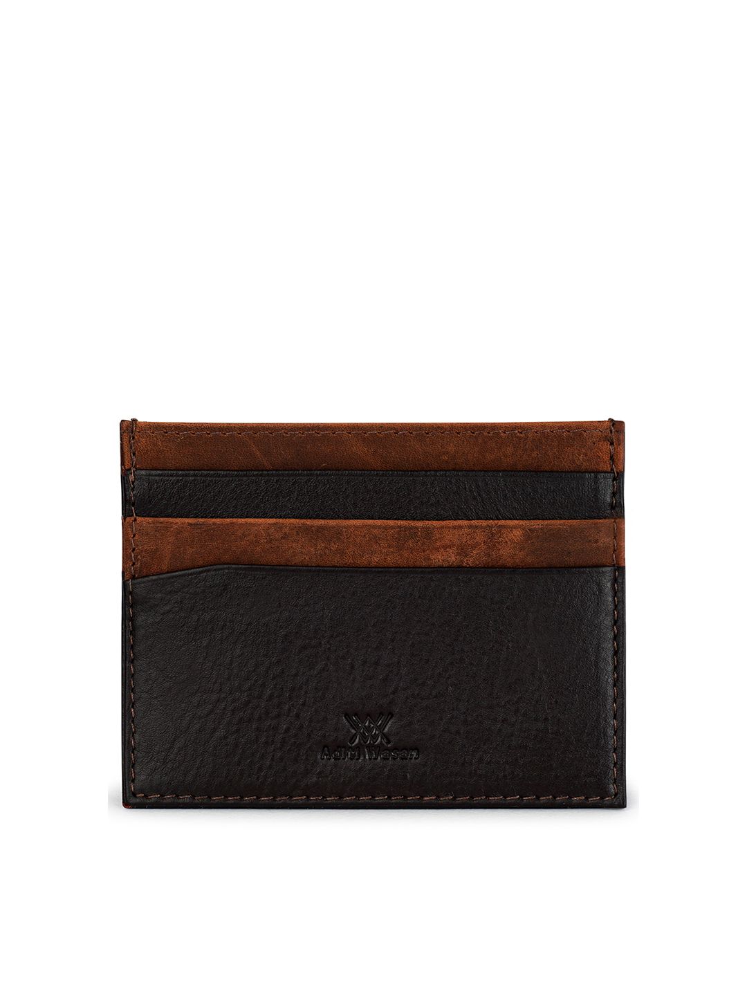 Aditi Wasan Unisex Brown Leather Card Holder-image-4