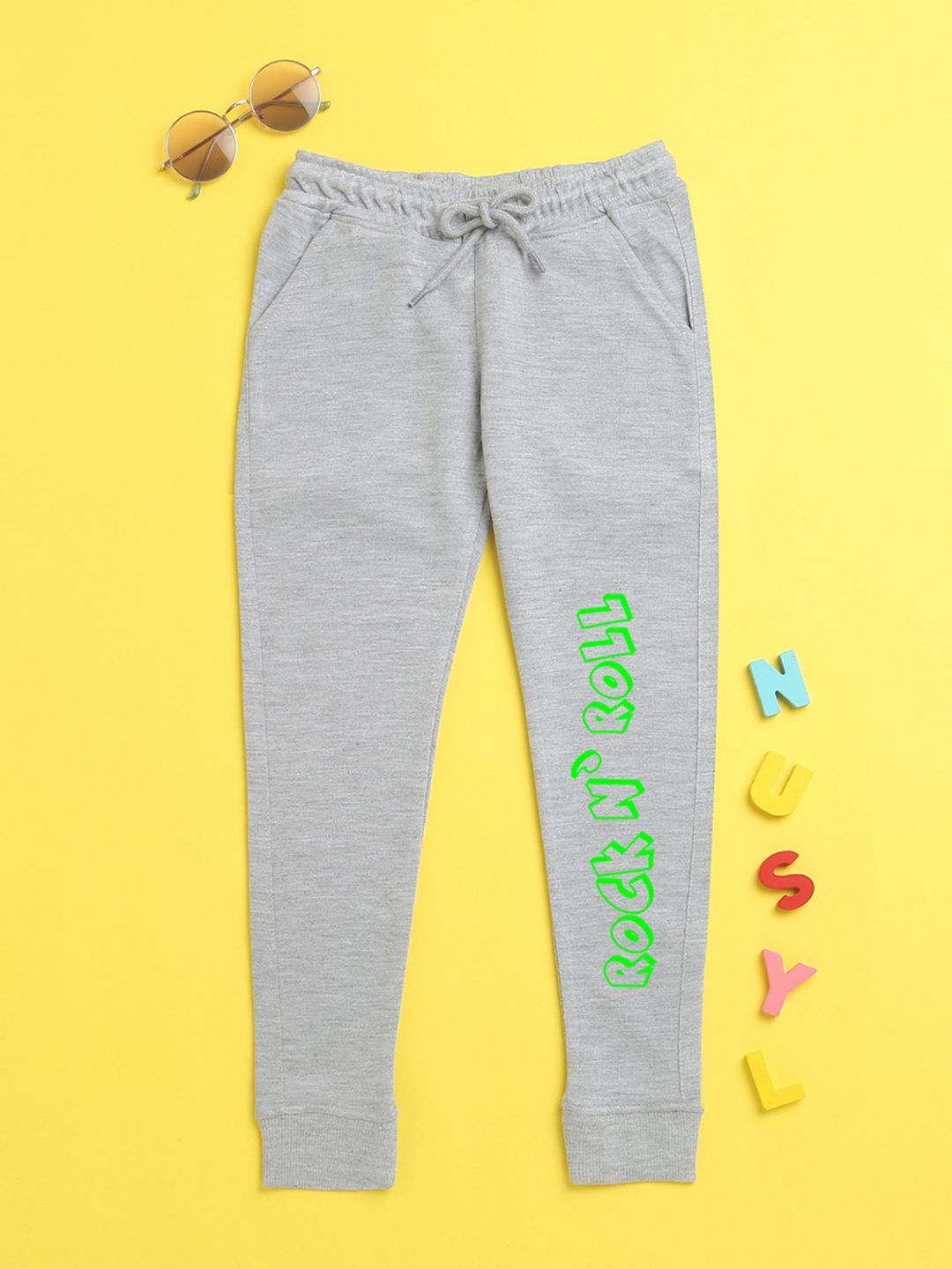NUSYL Kids Unisex Grey Printed Joggers-picture-23