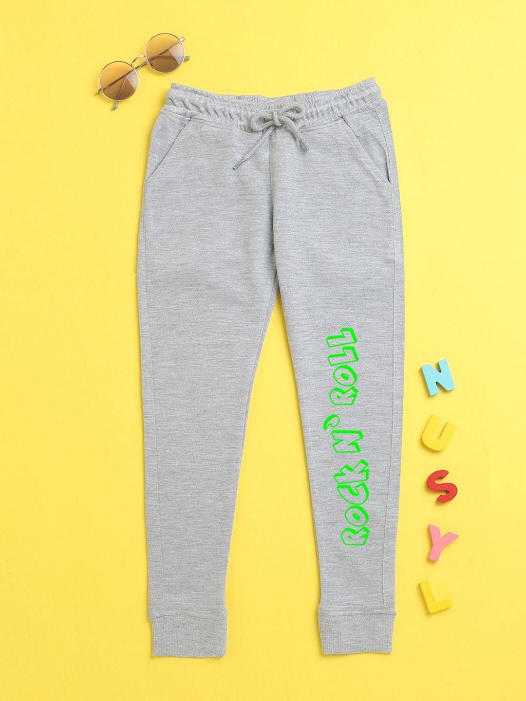 NUSYL Kids Grey Printed Joggers-picture-14