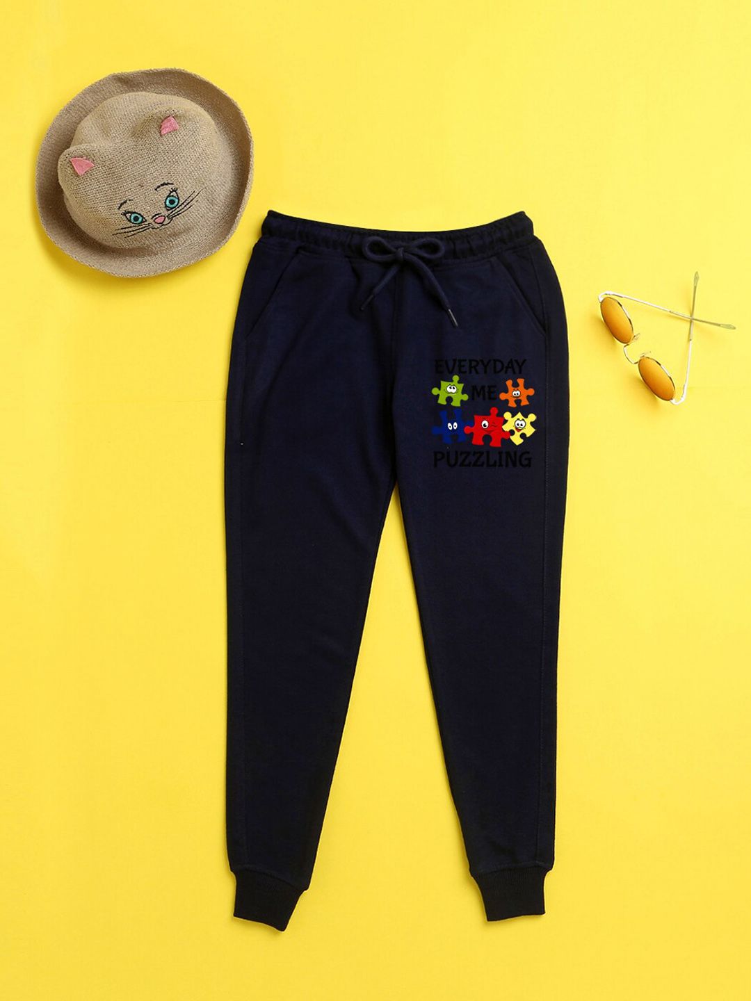 NUSYL Kids Navy Blue Printed Joggers-picture-48