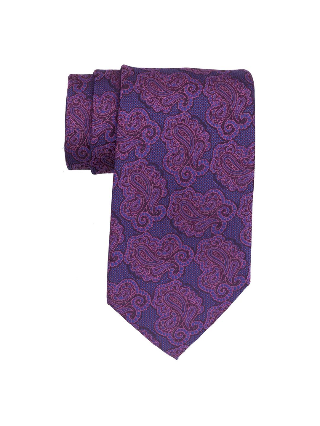 The Tie Hub Men Purple Woven Design Broad Tie-picture-25