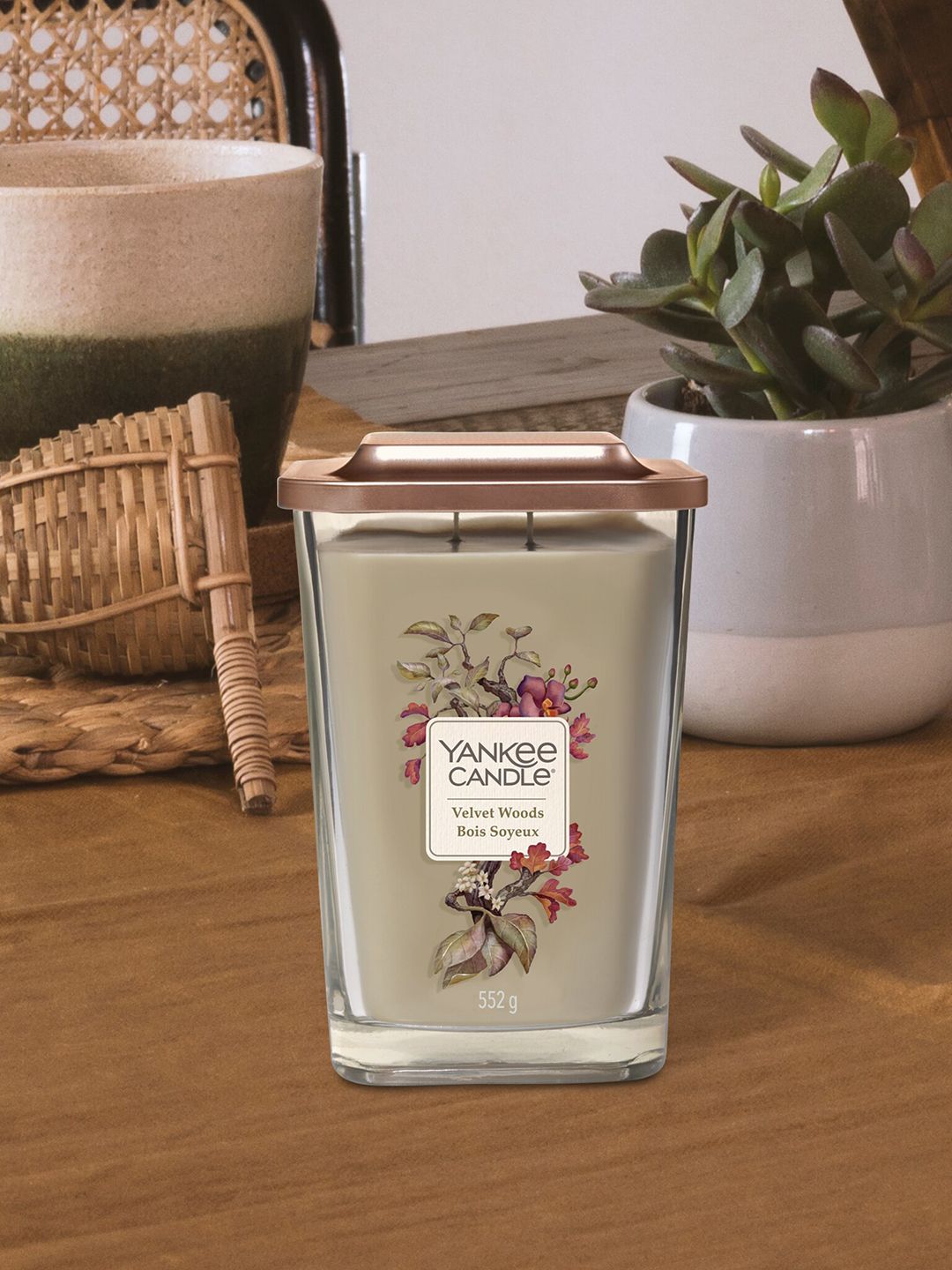 YANKEE CANDLE Beige  Elevation Large Jar Scented Candles -Velvet Woods 550g-picture-13