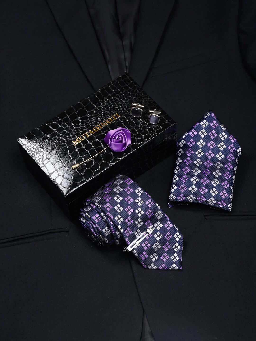 MUTAQINOTI Men Silk Necktie Accessory Gift Set-picture-53