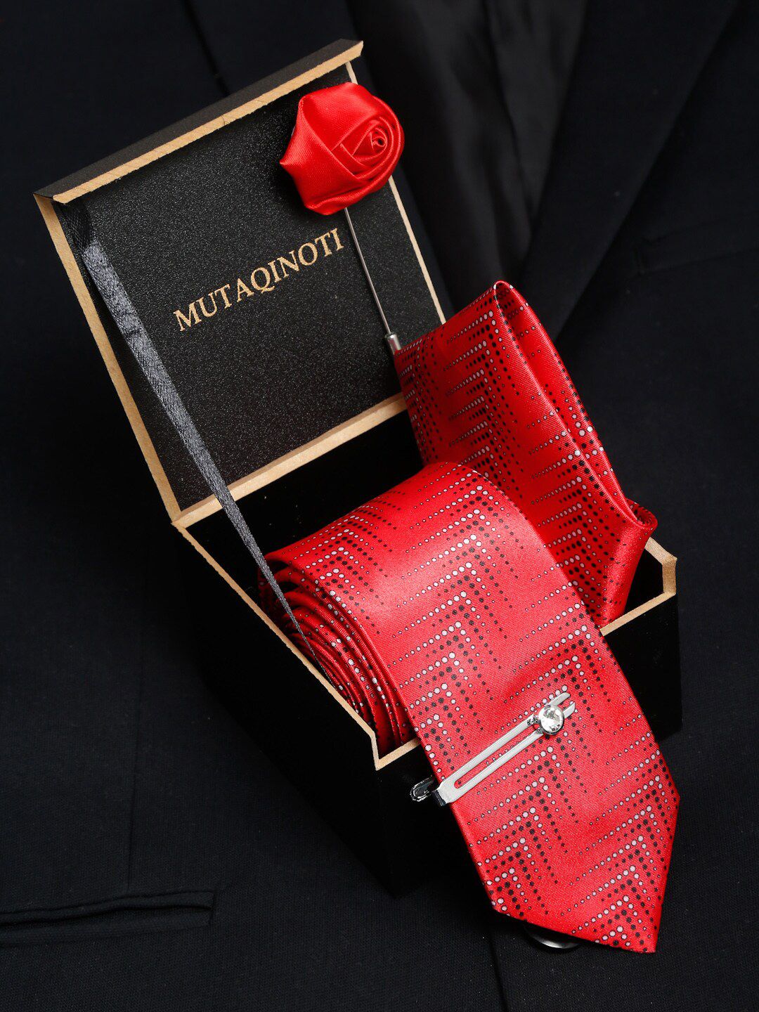 MUTAQINOTI Men Polka Silk Blend Necktie Accessory Gift Set-picture-15